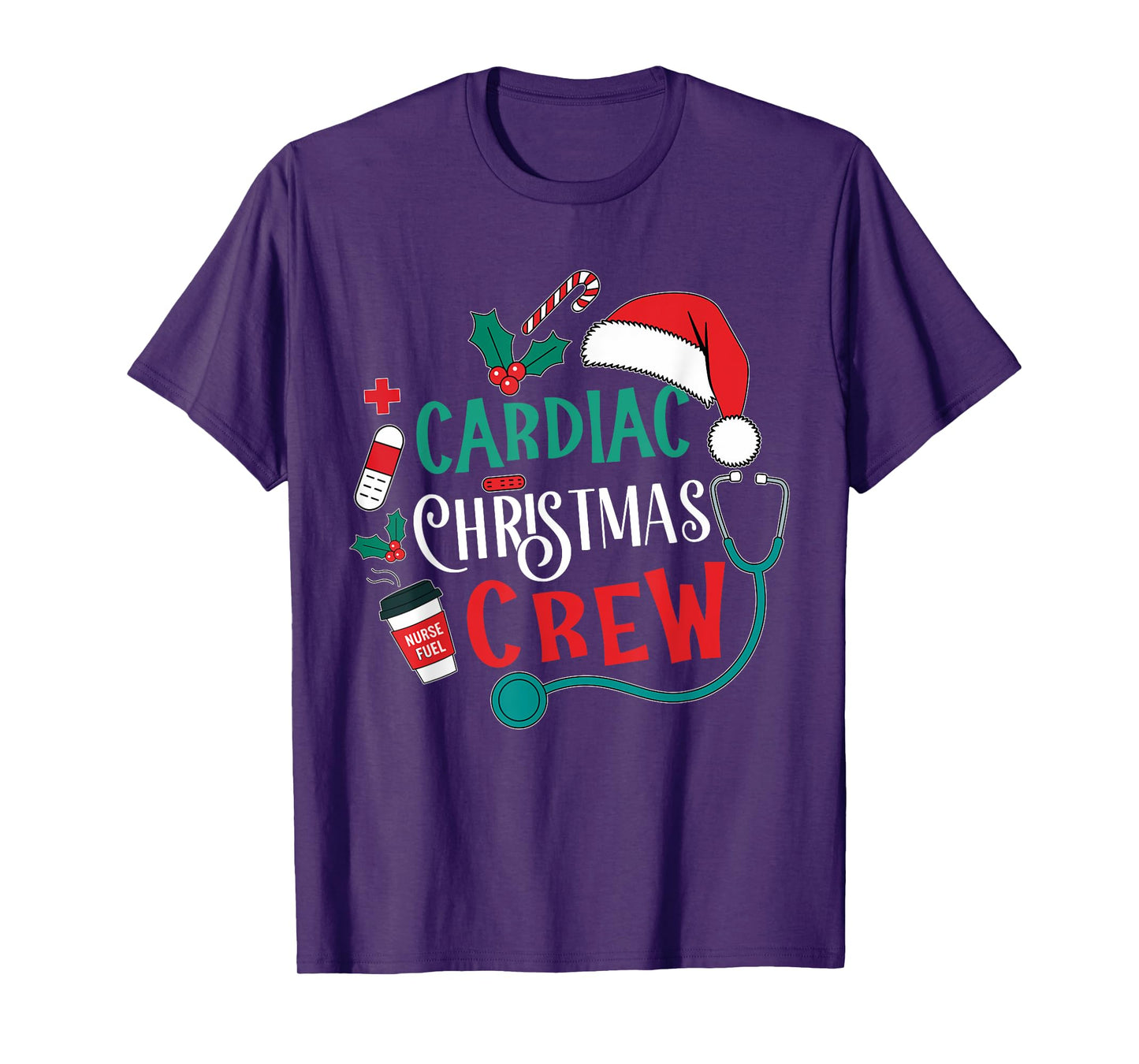 Cardiac Christmas Crew Cardiology Stethoscope Nurse Xmas T-Shirt