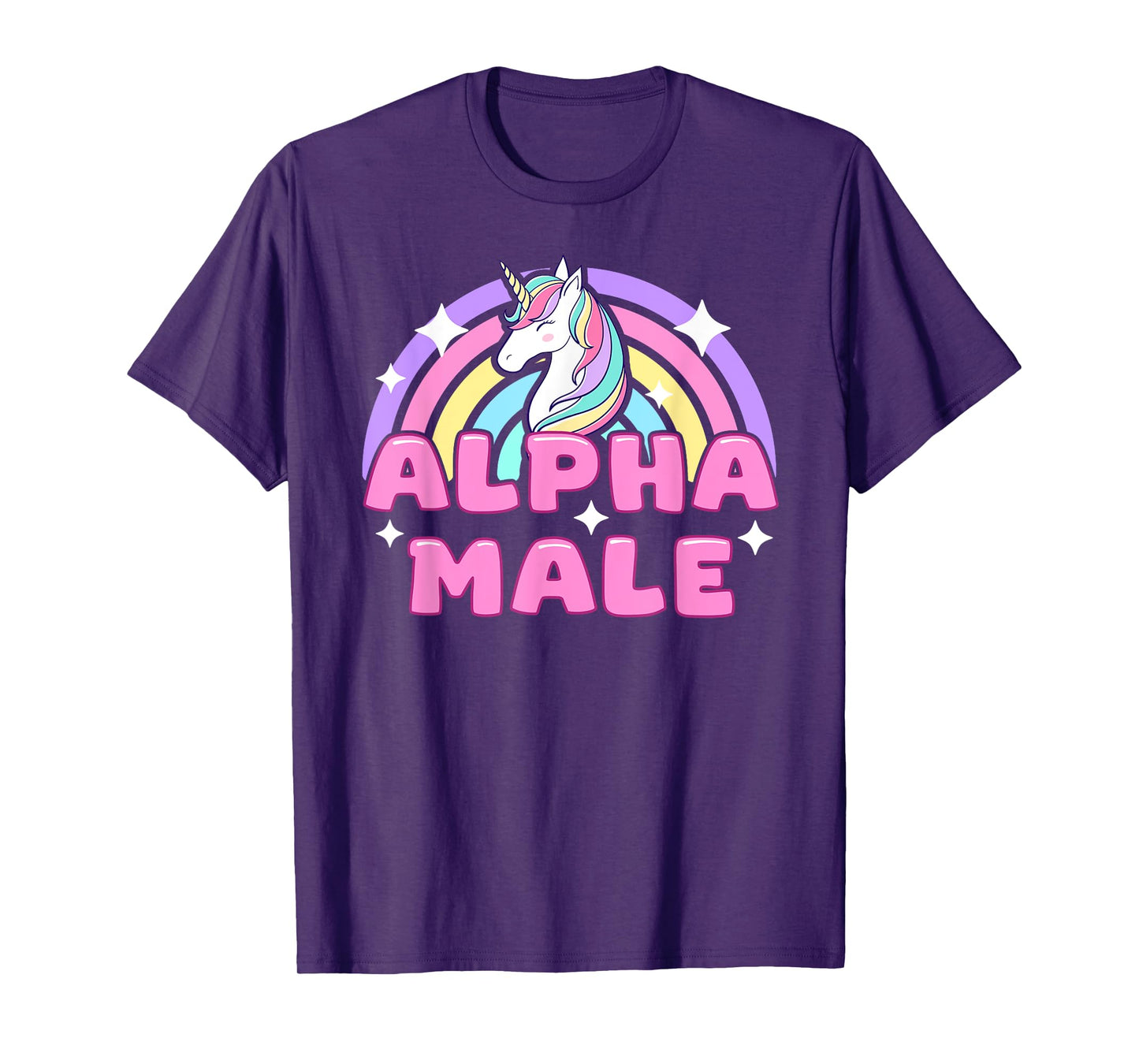 Alpha Male Unicorn Funny Sarcastic Ironic Pink Y2K Meme T-Shirt