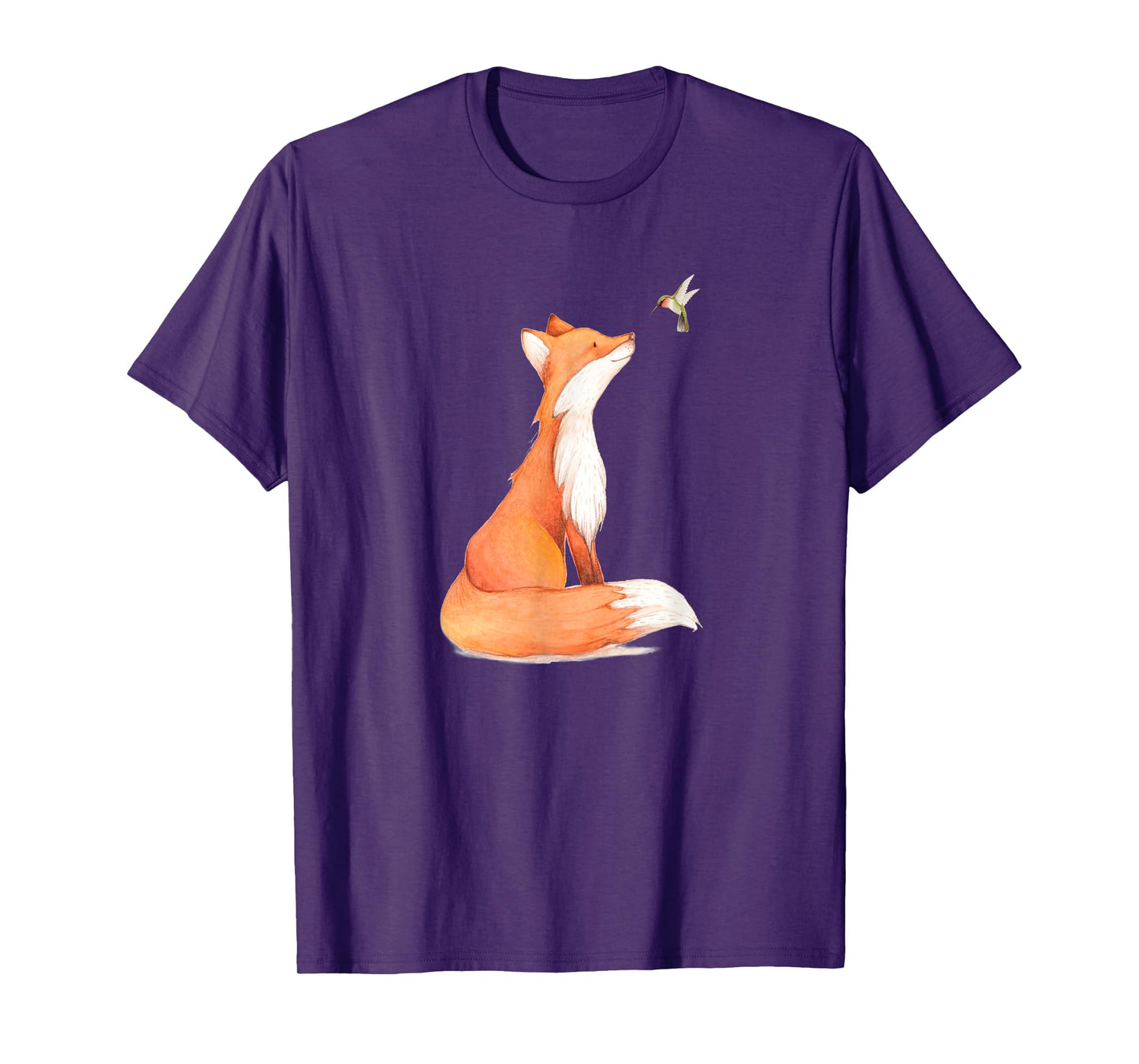 The Cute Fox And Hummingbird Vintage Retro Present For Lover T-Shirt