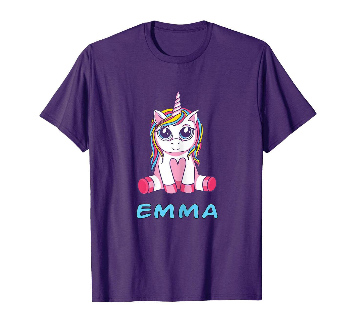 Emma unicorn name baby child girl sits cute toddler T-Shirt