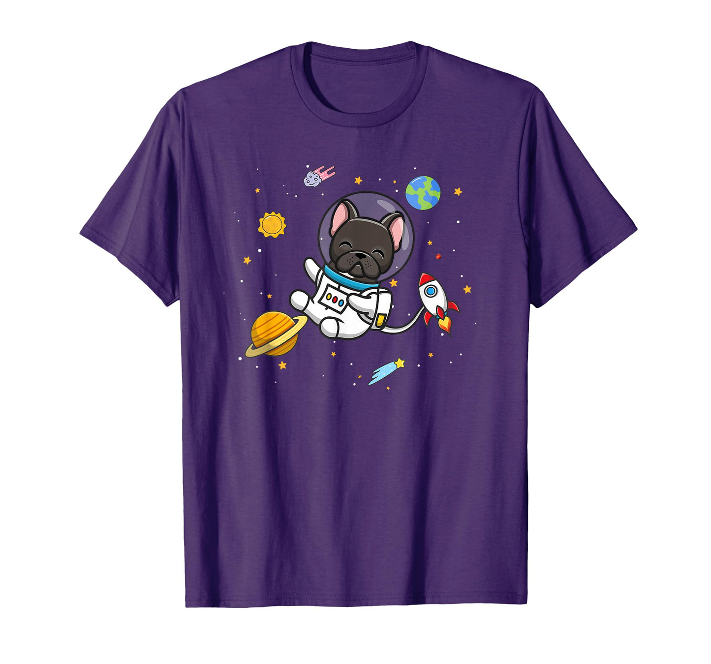 Funny Kids & Boys Kawaii Space Black French Bulldog Lover T-Shirt
