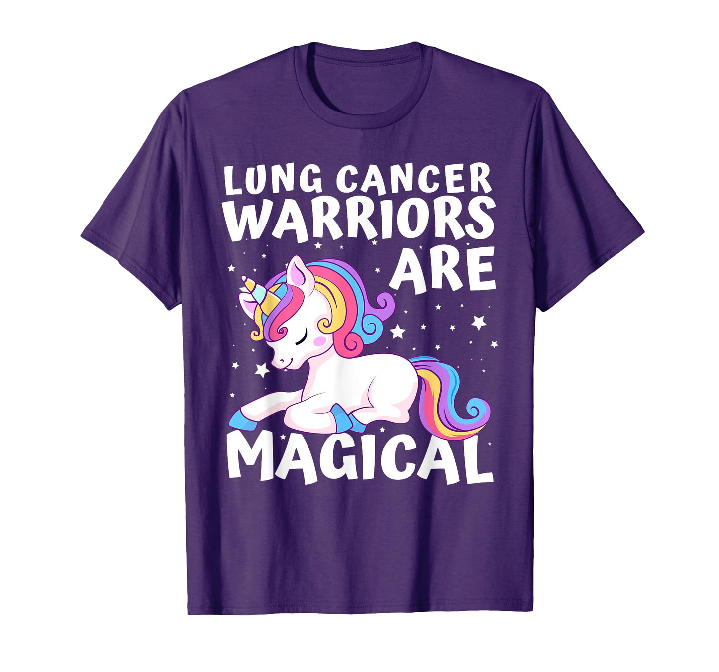 Warriors Are Magical Lung Cancer Awareness Unicorn White T-Shirt