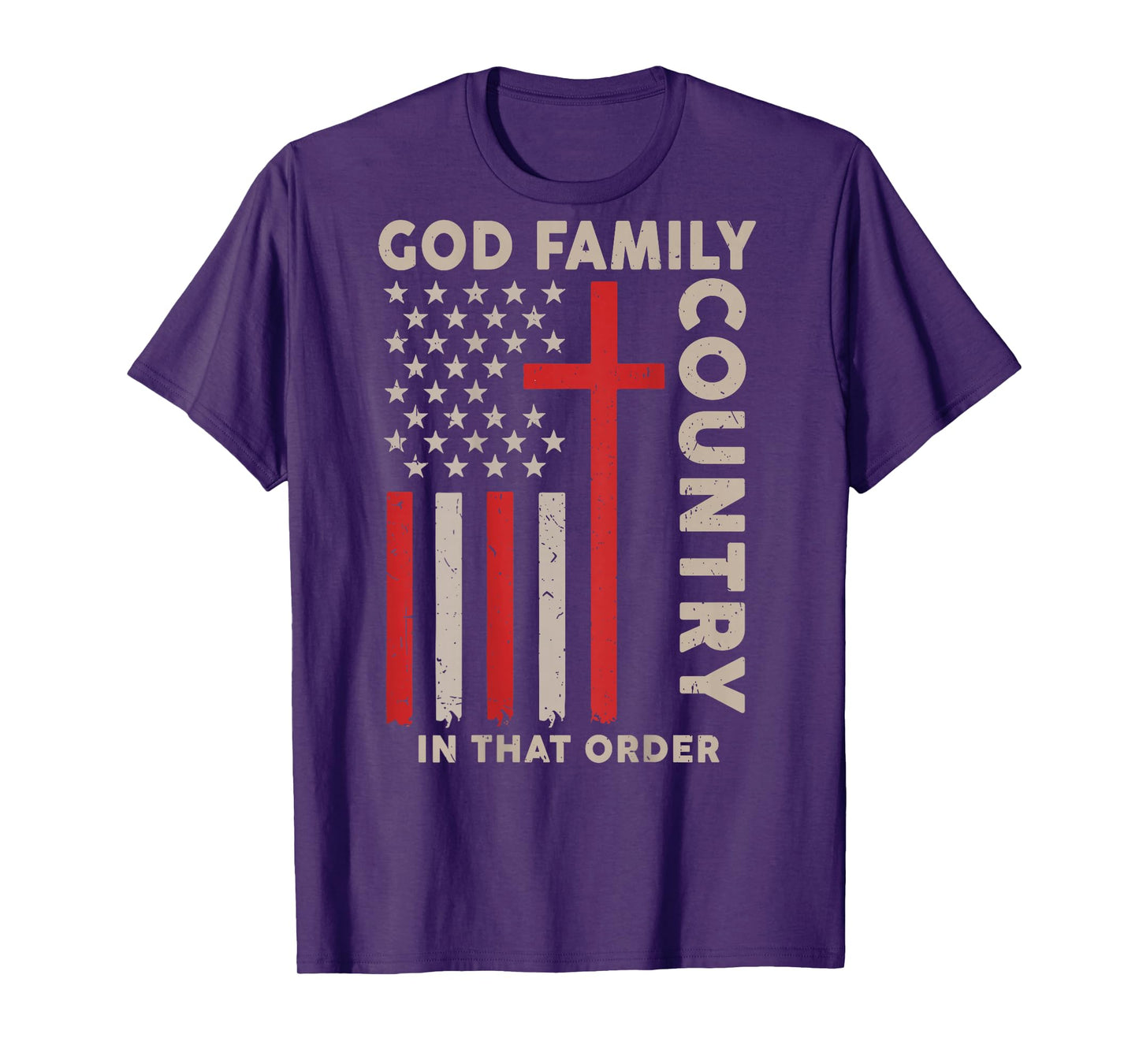On-Back God Family Country in That Order Christian Patriotic T-Shirt
