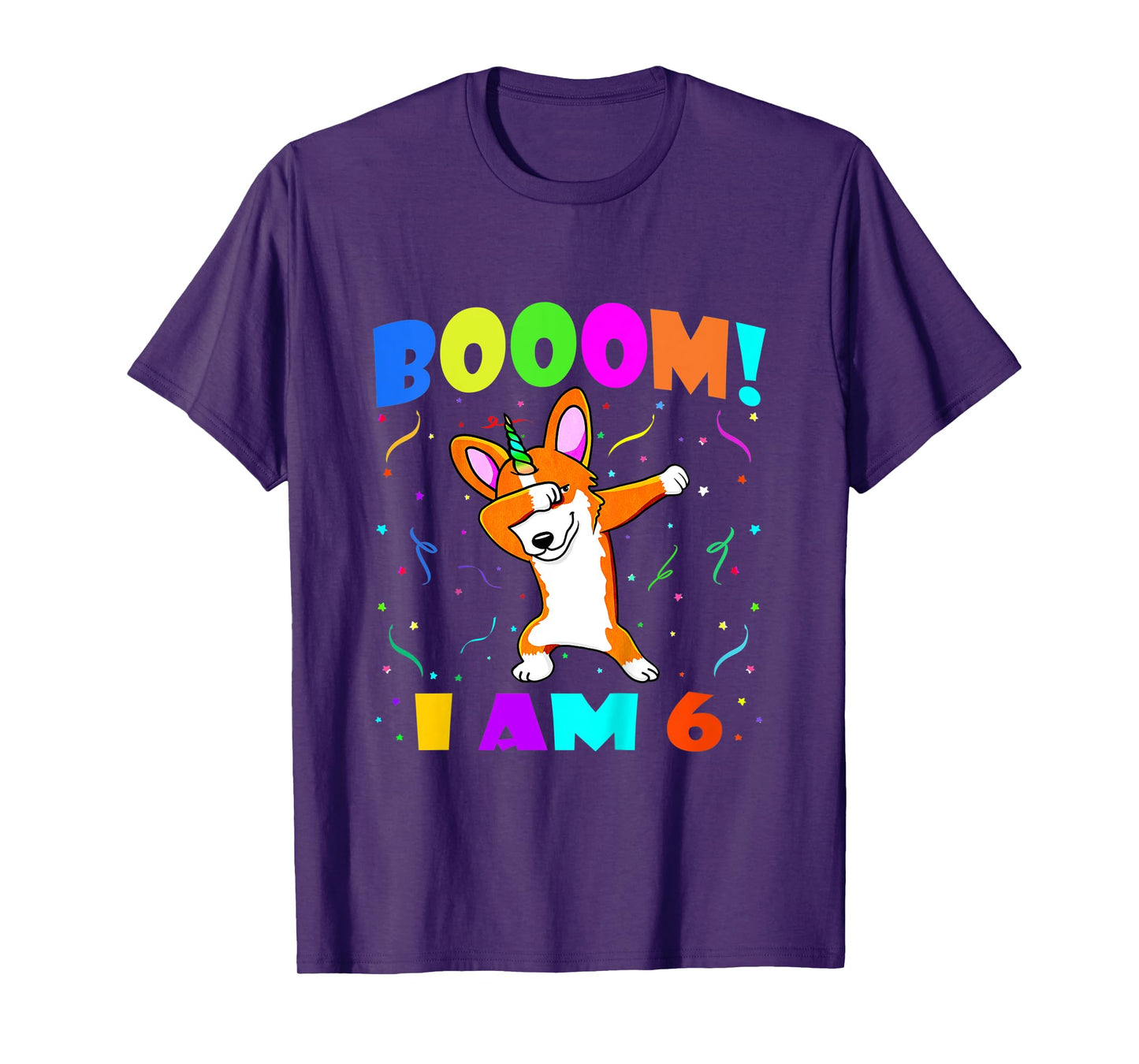 Kids Dabbing Corgicorn Booom! I Am 6 Boy Girl 6th Birthday Outfit T-Shirt