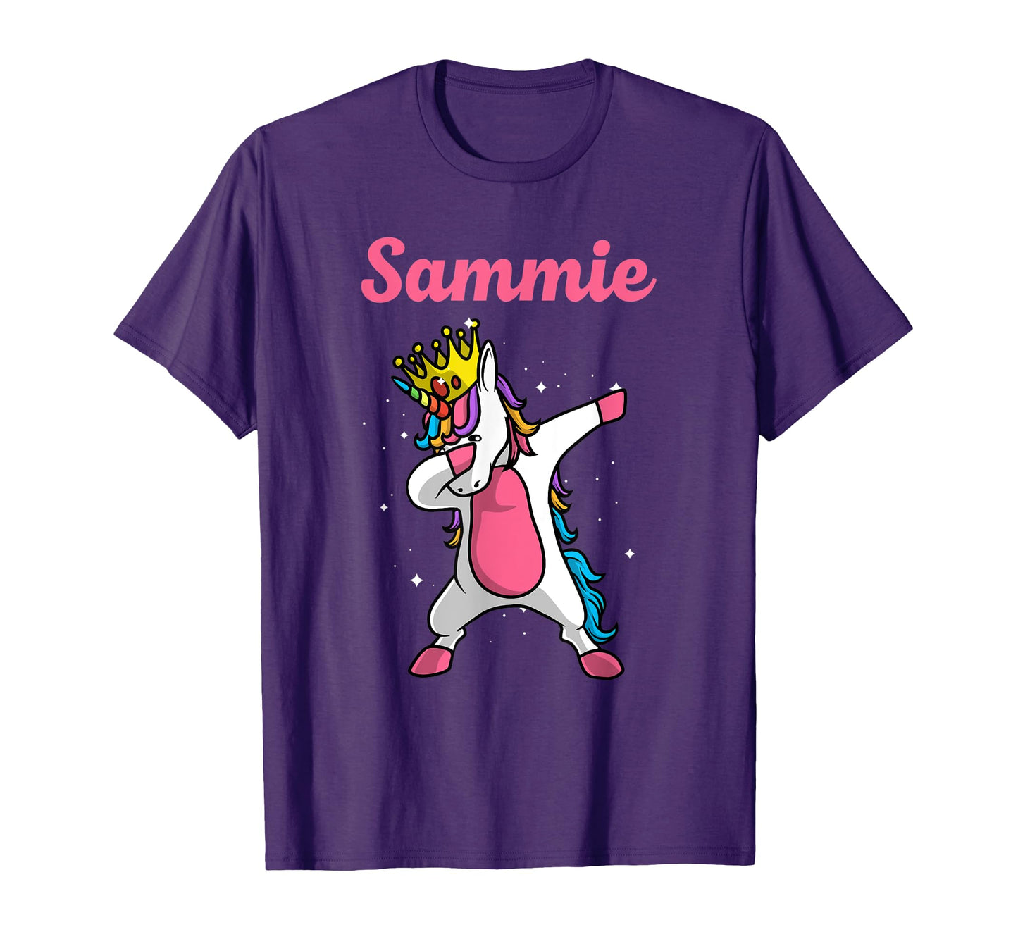 SAMMIE Name Personalized Birthday Dabbing Unicorn Queen T-Shirt