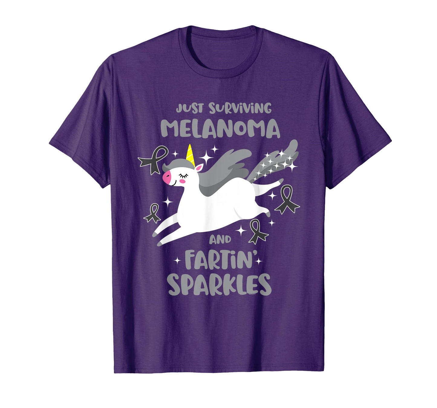 Melanoma Survivor Quote Farting Unicorn Cancer Awareness T-Shirt