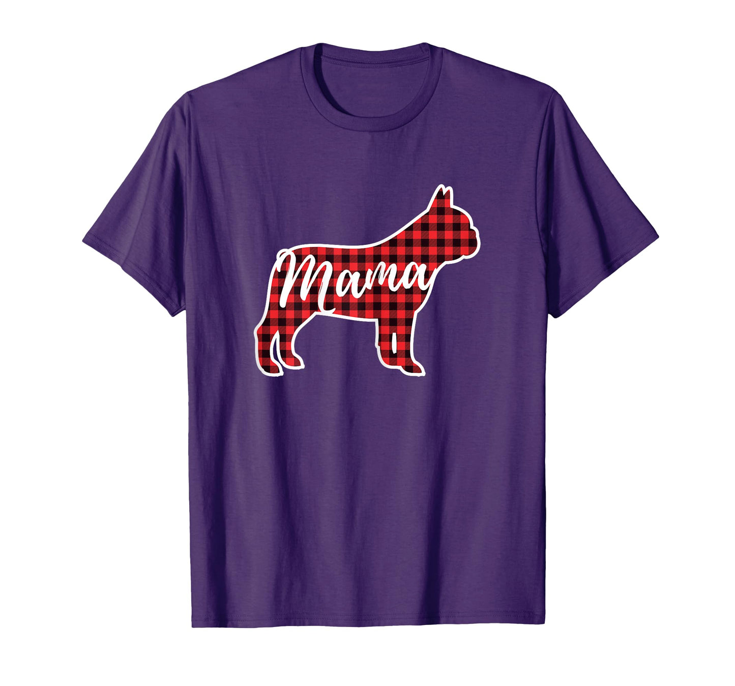 Red Plaid Mama French Bulldog Dog Mom Buffalo Pajama Shirt T-Shirt for Women