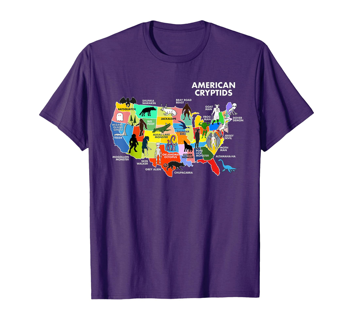 Cryptids Map of the USA T-Shirt