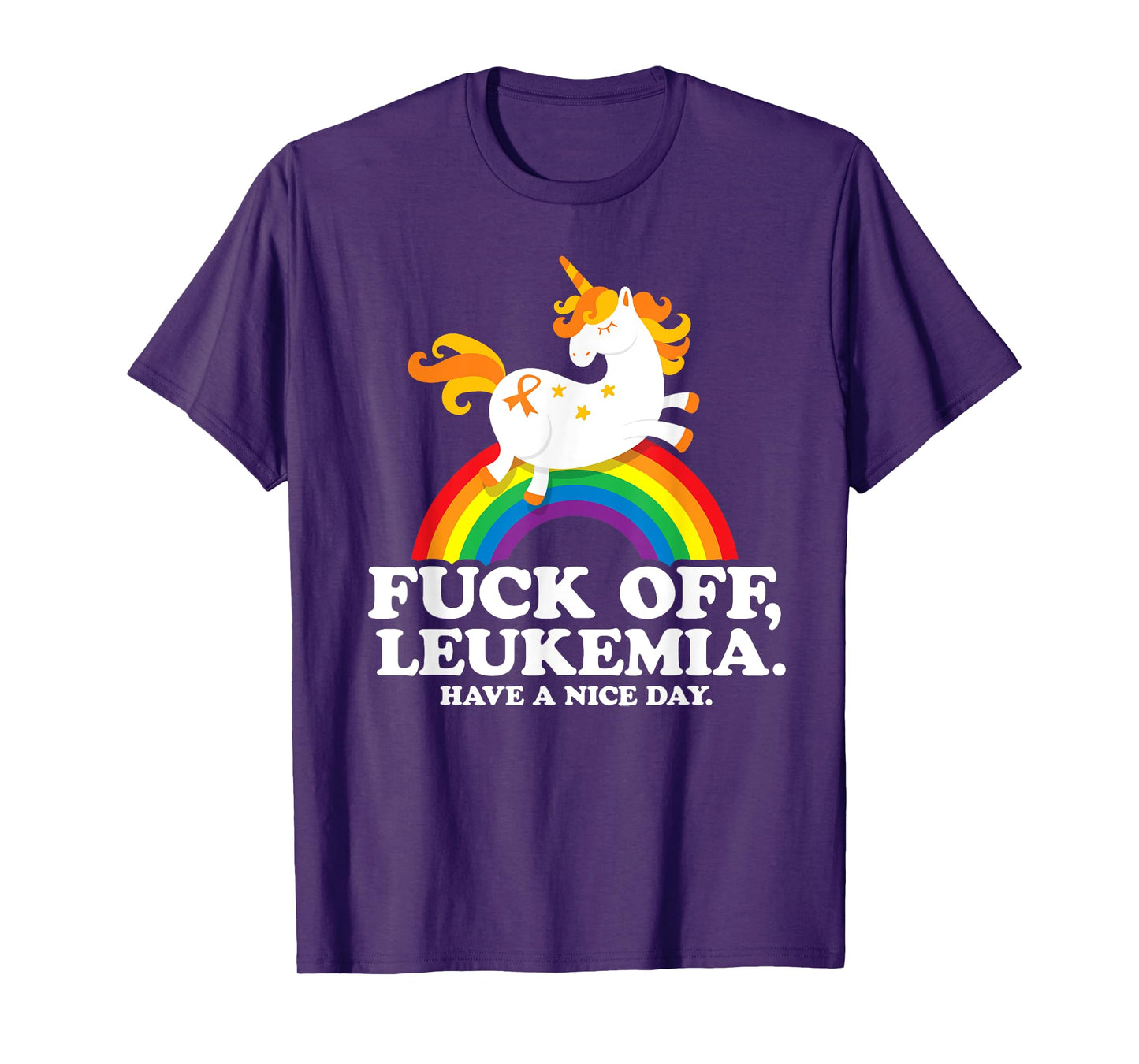 Leukemia Cancer Quote Funny Fuck Off Leukemia Slogan Unicorn T-Shirt