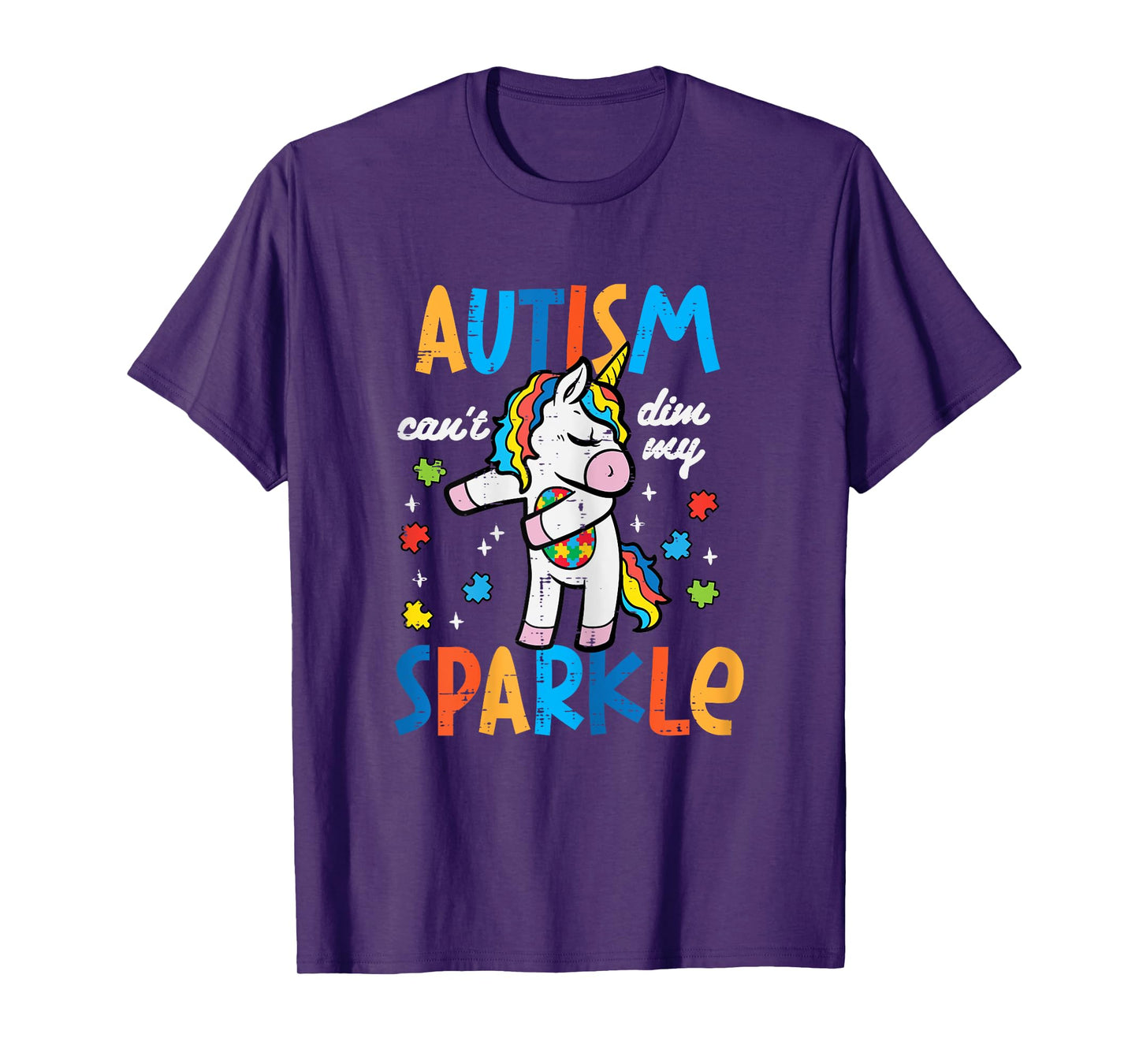 Autism Unicorn Floss Cant Dim My Sparkle Awareness Girls Kid T-Shirt