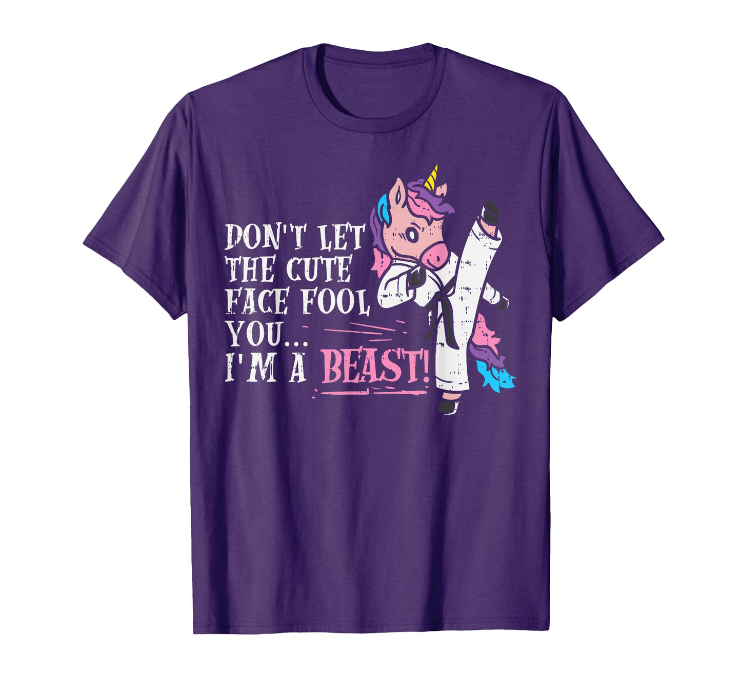 Karate Unicorn Cute Face Beast Taekwondo Martial Arts Women T-Shirt