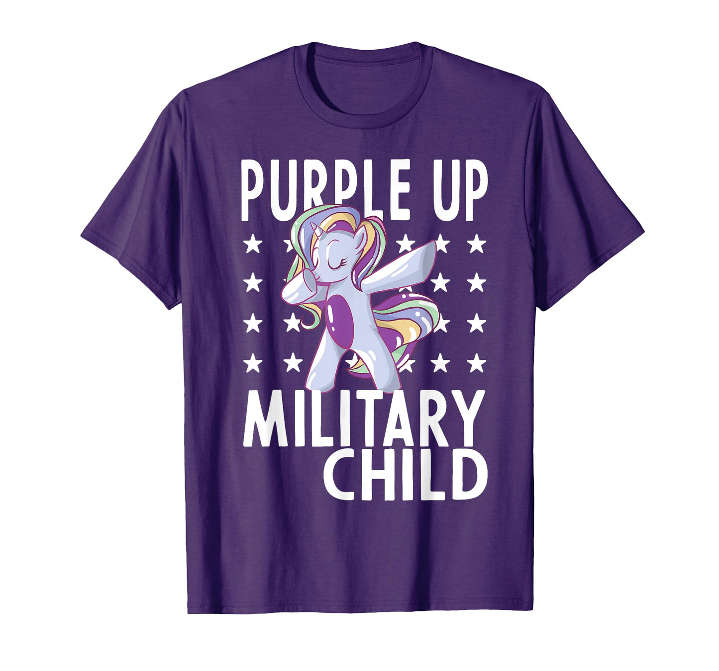 Awareness Month Purple Up Military Child 2023 Unicorn Kids T-Shirt
