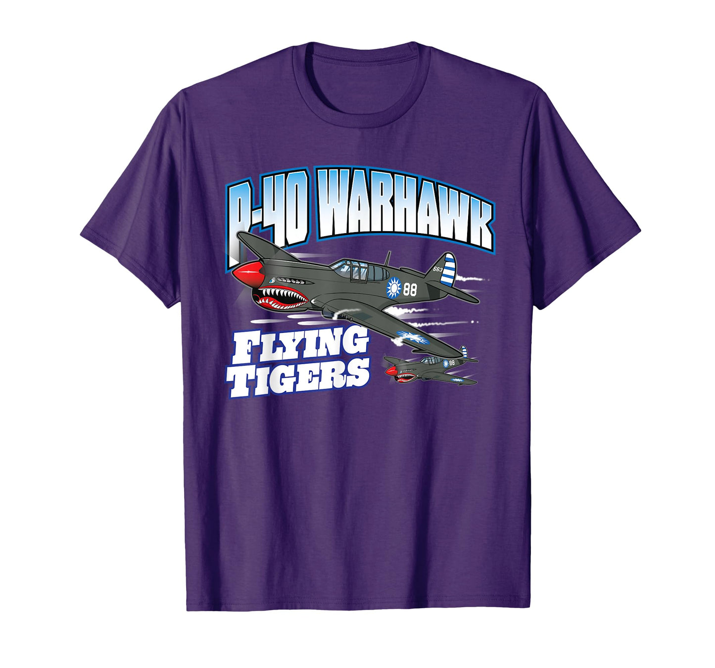 Toon Factory Tees P-40 Warhawk Flying Tigers Warbirds Unisex-Adults Black T-Shirt T-Shirt
