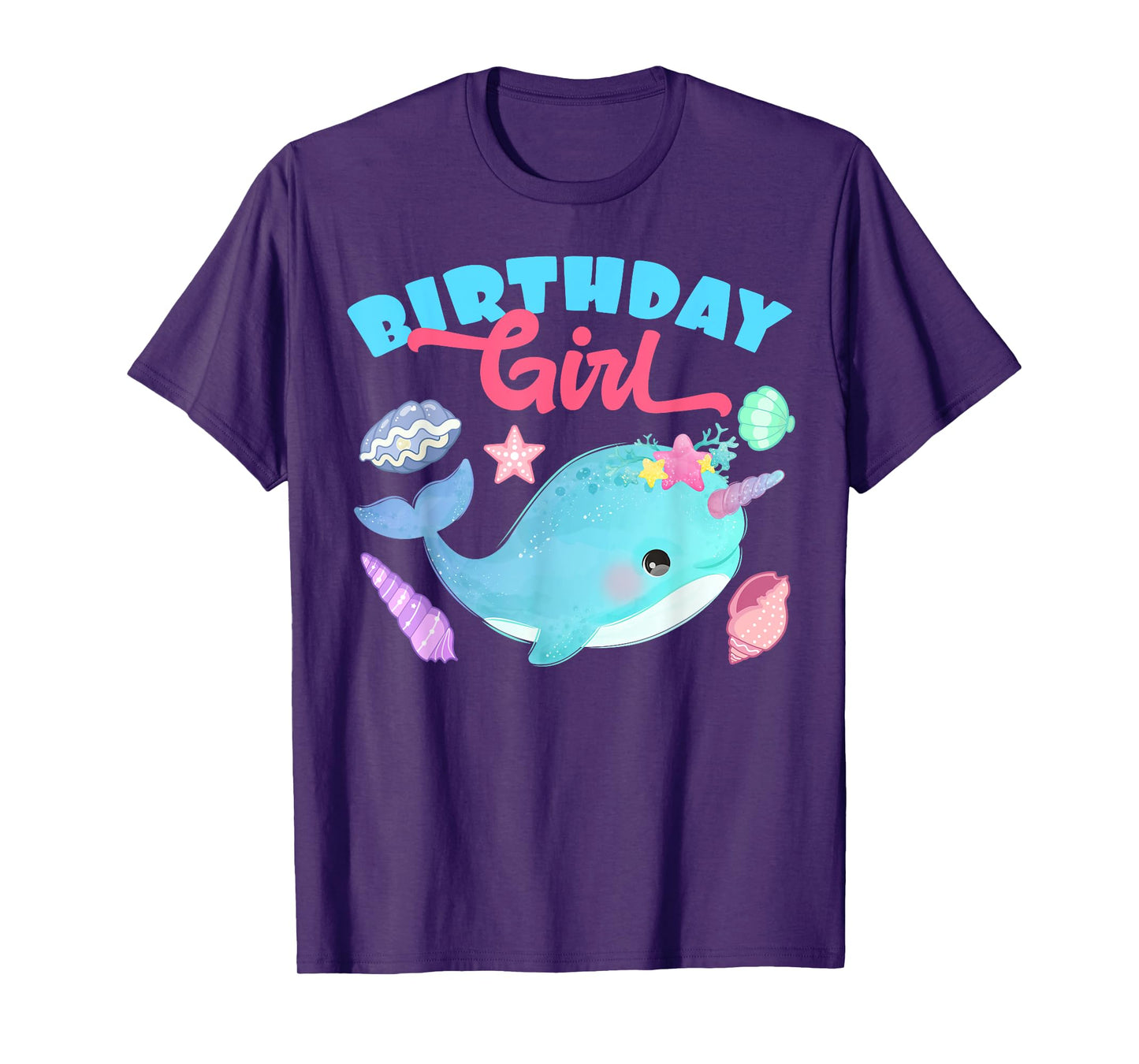 Birthday Girl CAke Candle Narwhale Animals Fish Top Narwhal T-Shirt