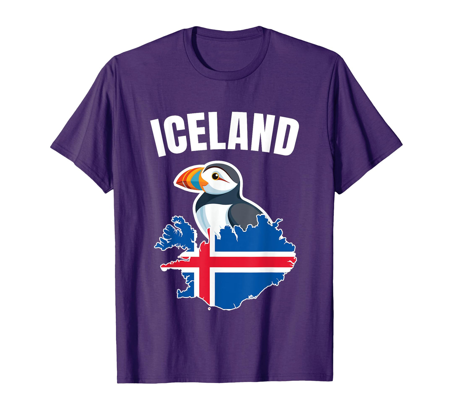 Iceland Map Puffin Bird Reykjavík Iceland Icelandic Vacation T-Shirt