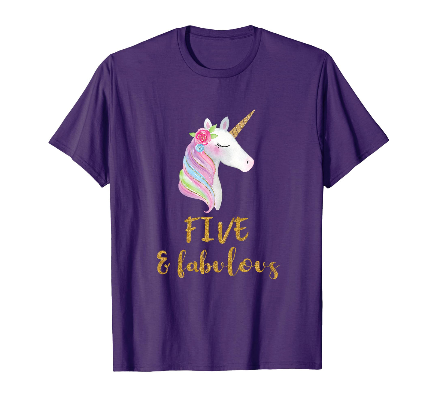 Five and Fabulous Unicorn Outfit, 5th Birthday Girl Shirt T-Shirt