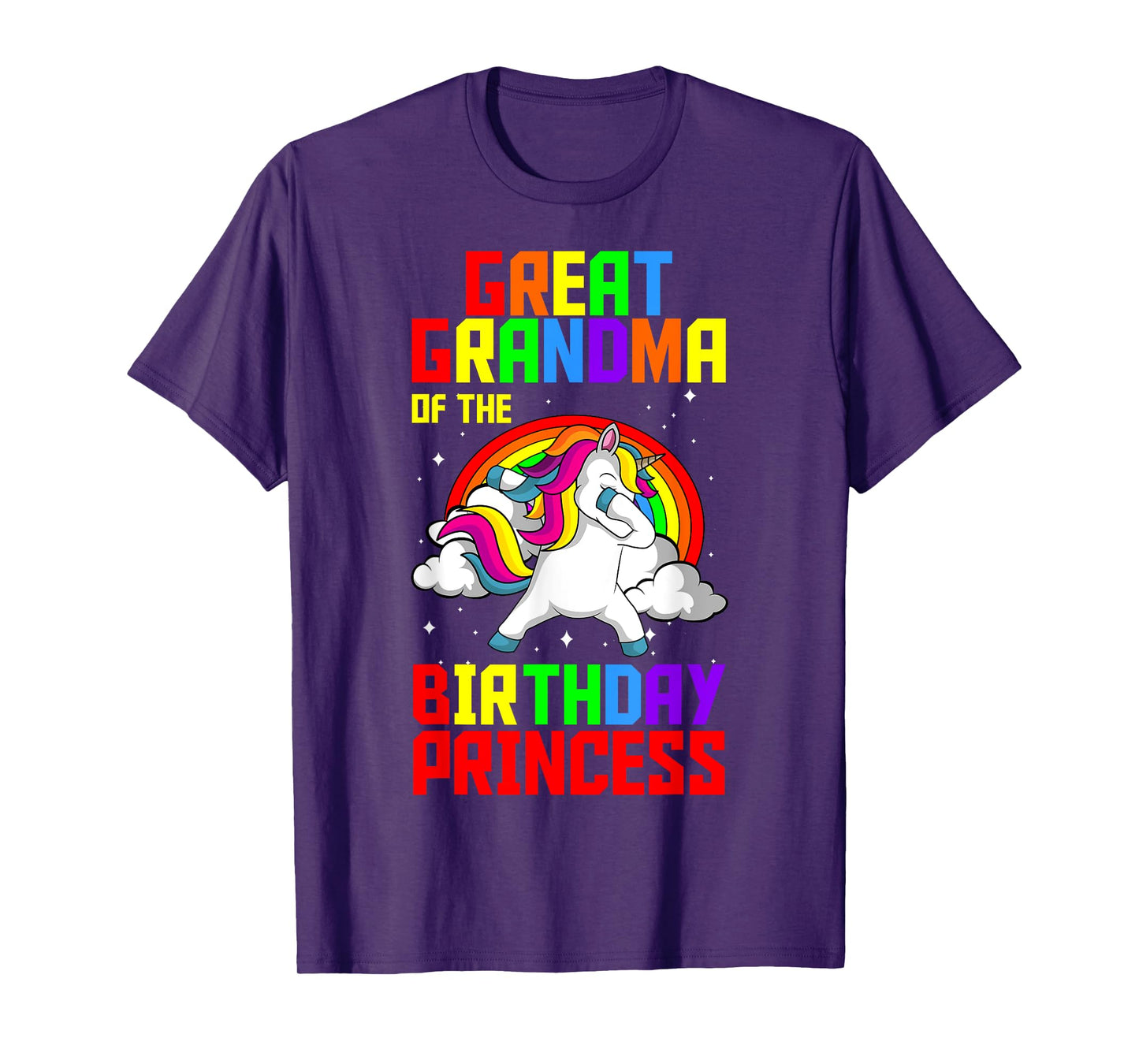 Great Grandma Of The Birthday Princess Unicorn Rainbow Party T-Shirt