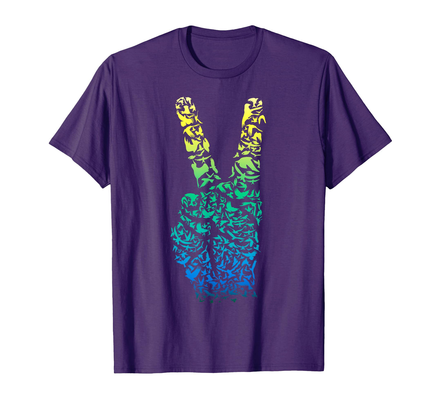 Colorful Birds ASL Finger & Hand Sign Language Peace T-Shirt