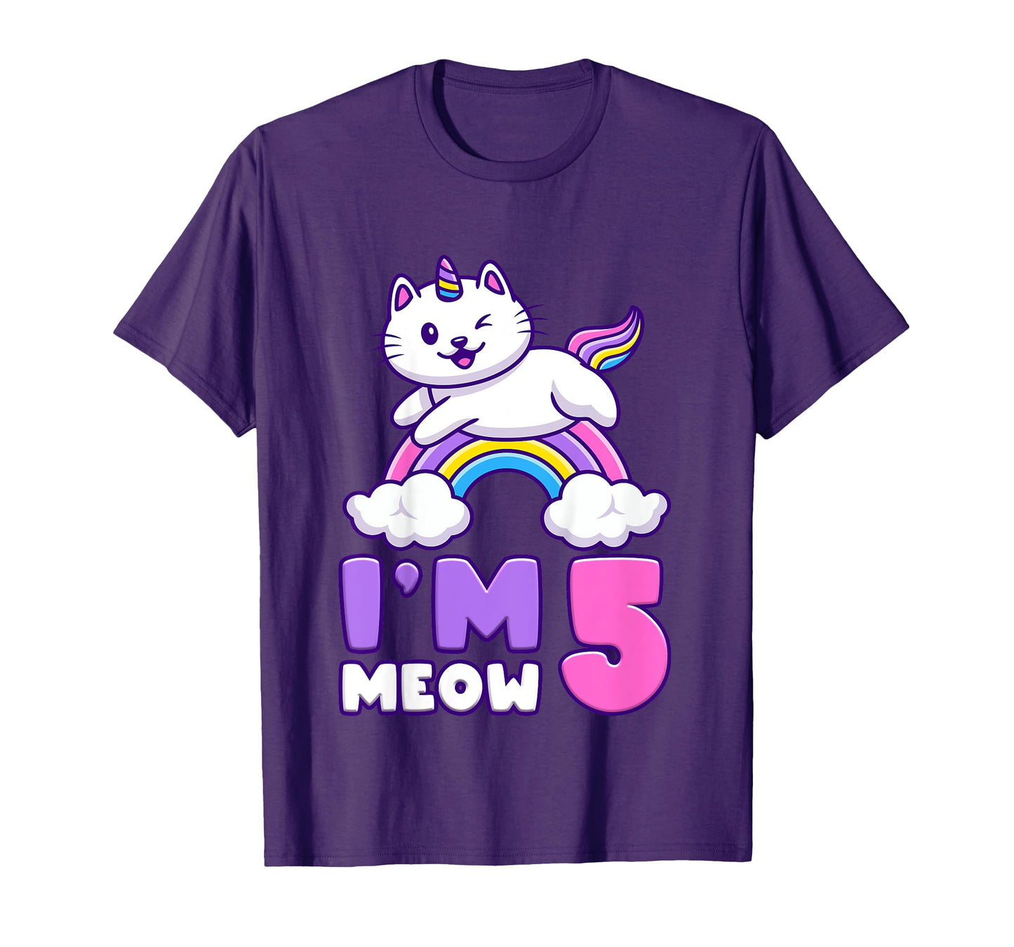 Birthday girl 5 years old, cat, unicorn, 5th birthday T-Shirt