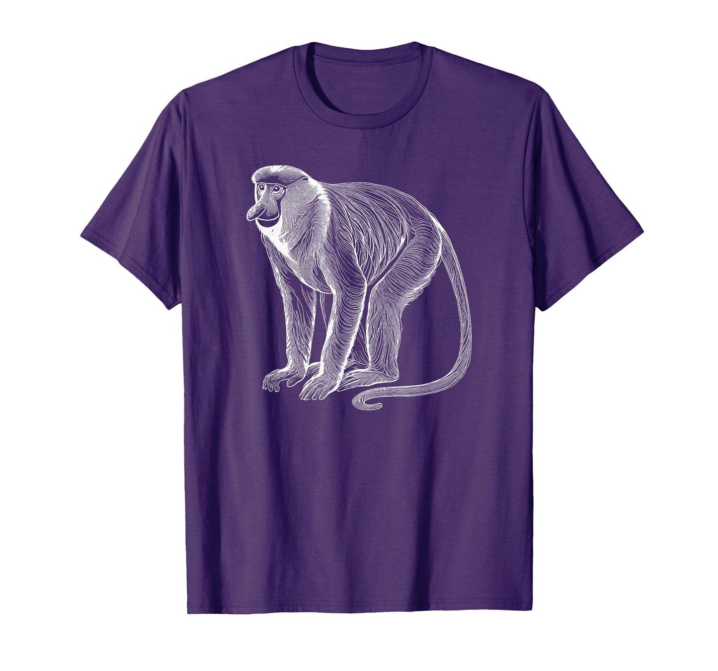 Line Art Proboscis Monkey Long-Nosed Monkey T-Shirt