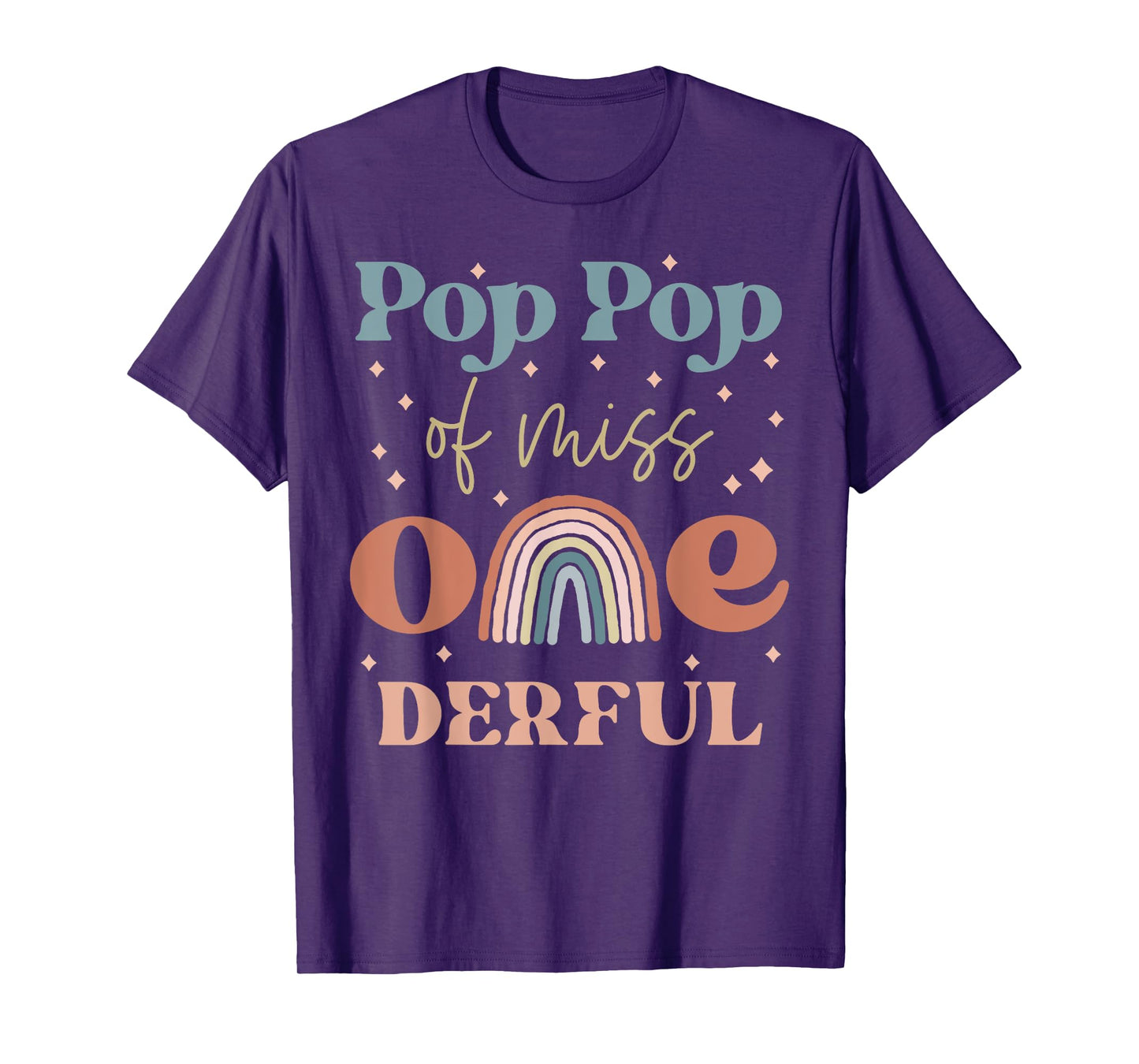 Pop Pop of Miss Onederful Boho Rainbow 1st First Birthday T-Shirt