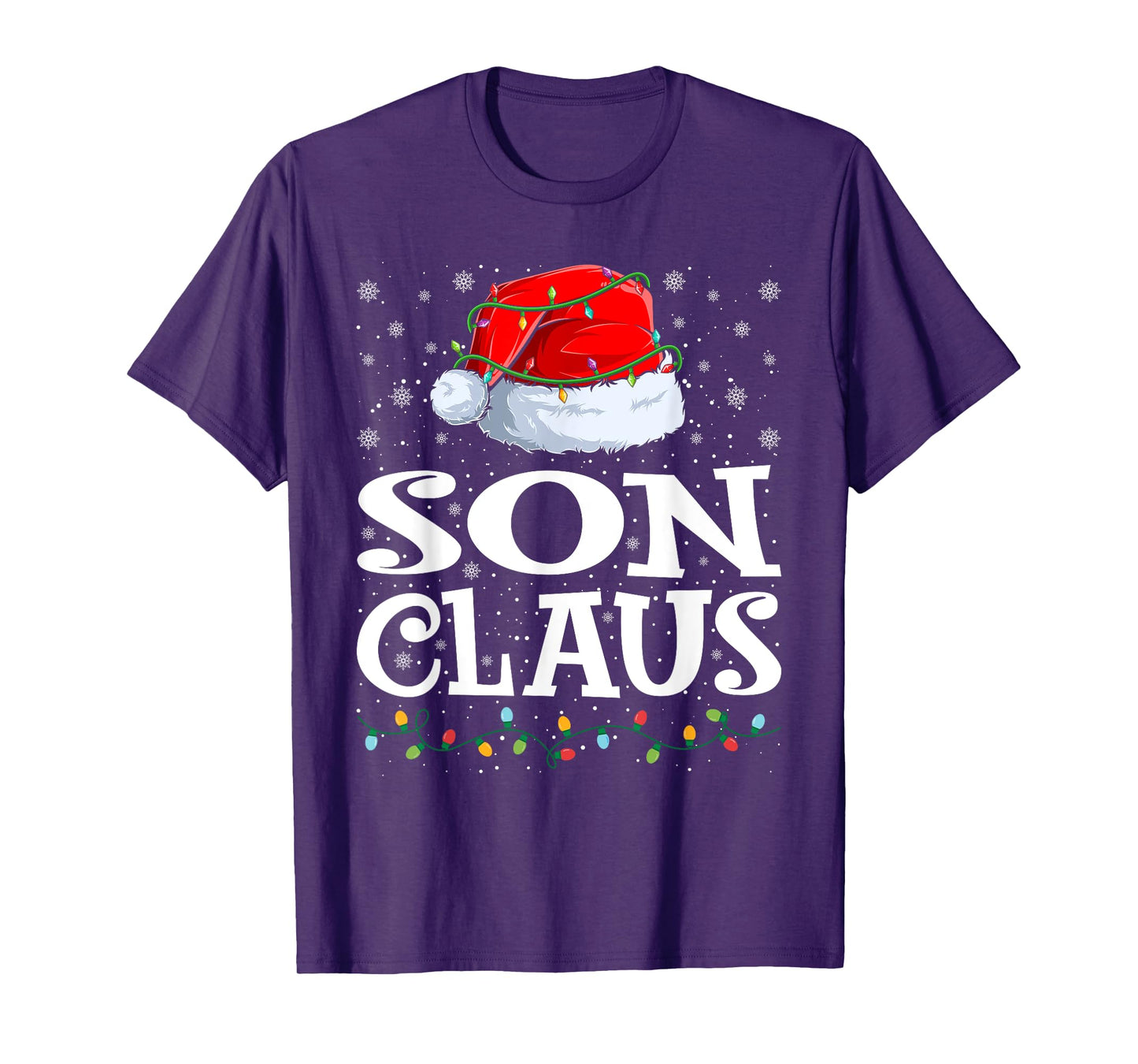 Son Claus Christmas Lights Santa Hat Family Matching T-Shirt