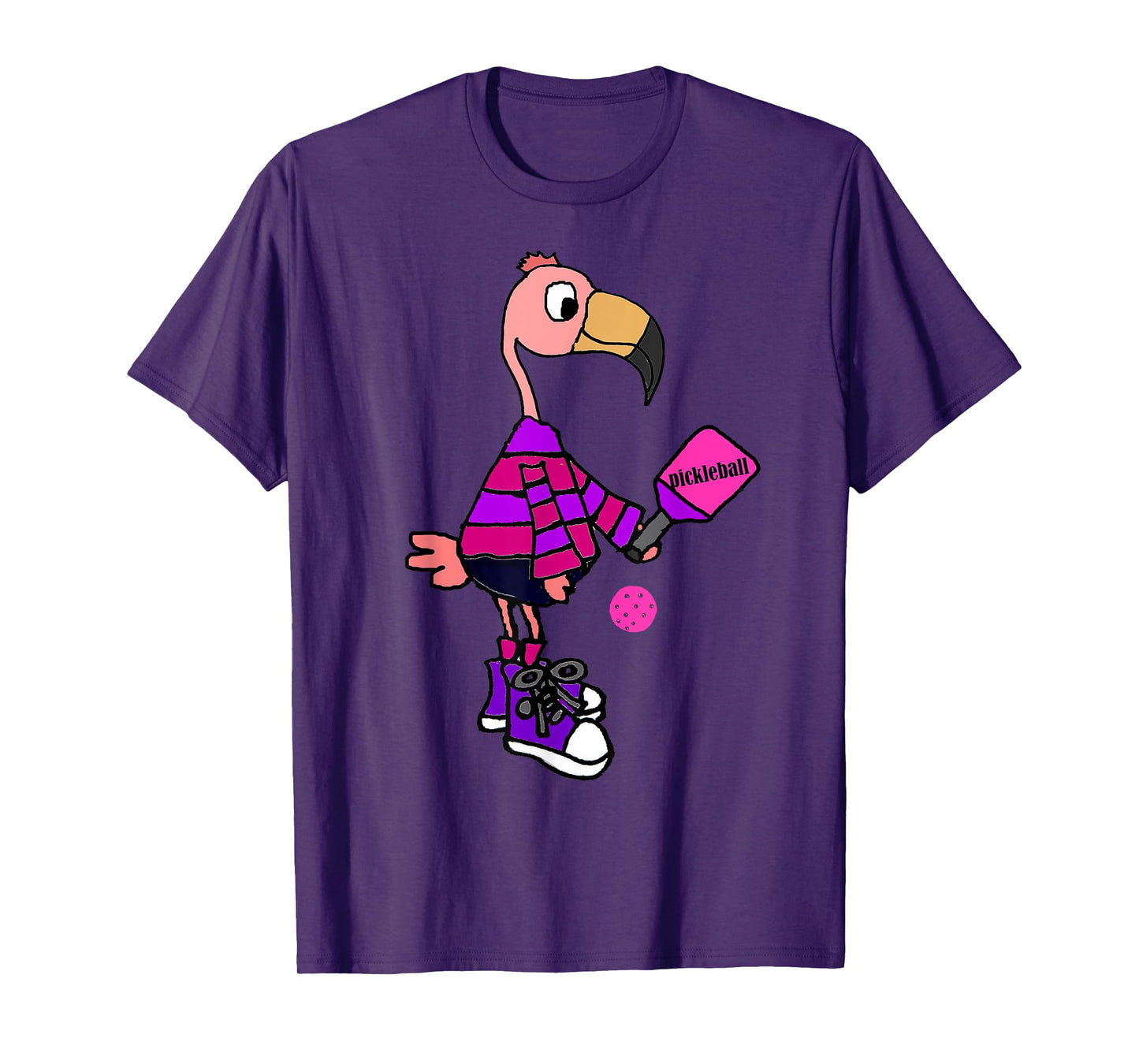 SmileteesSports Funny Flamingo Playing Pickleball T-shirt T-Shirt