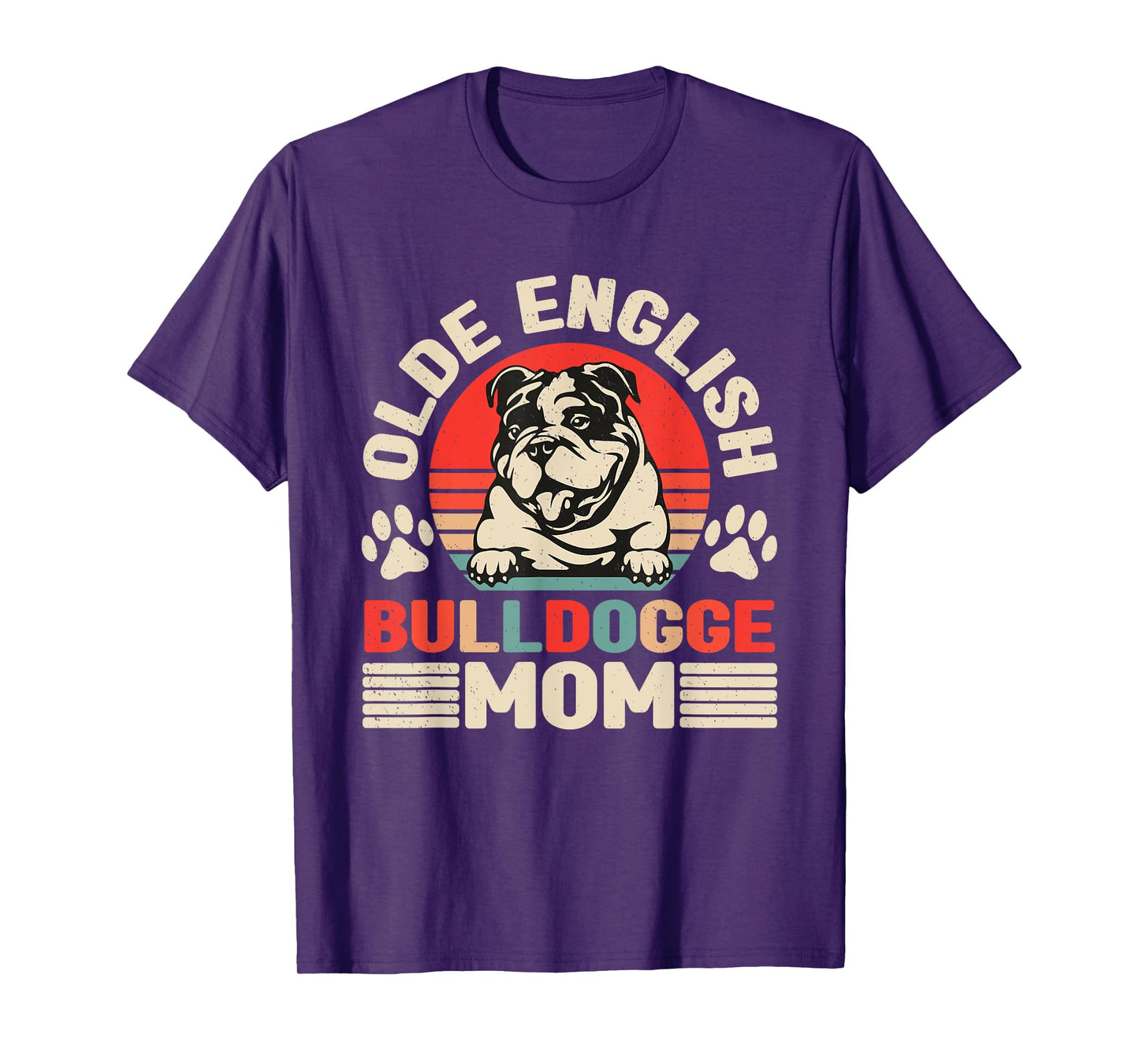 Old English Bulldog Mom Retro Walking Dog Owner Dog Lover T-Shirt for Men Women