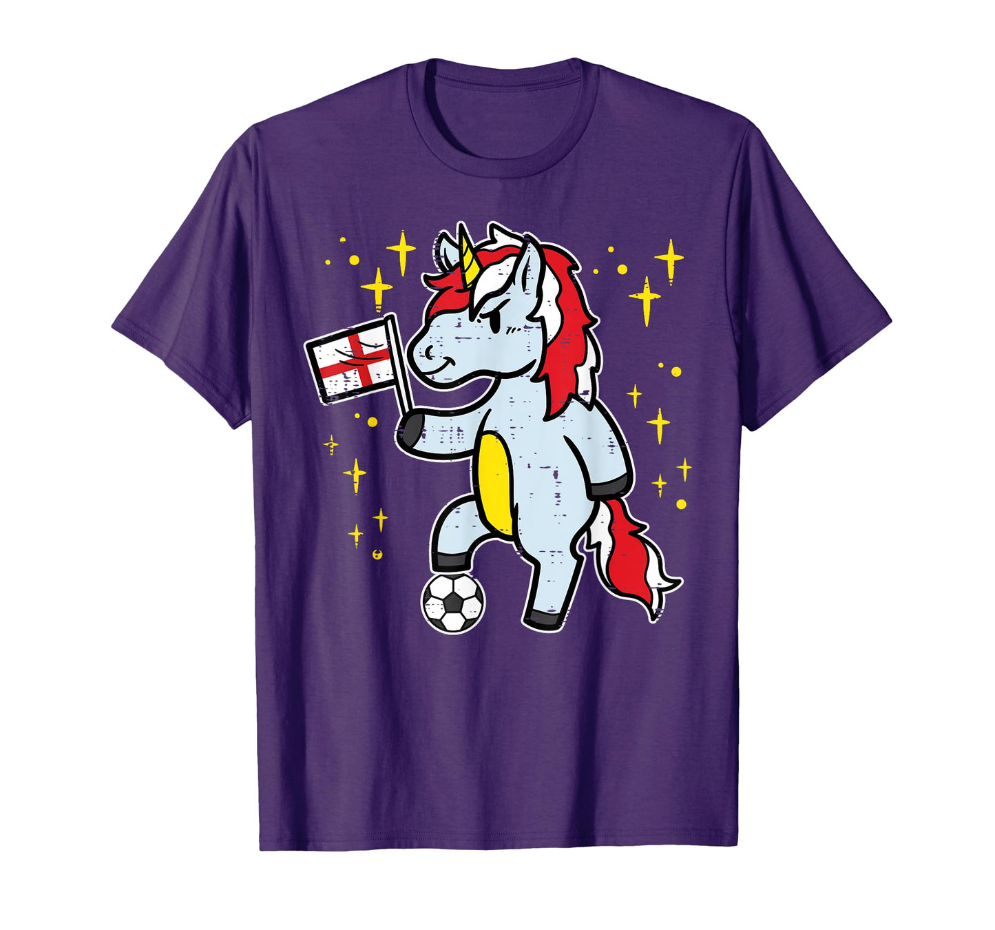 England Flag Unicorn Football Soccer Fan Women Girls Kids T-Shirt