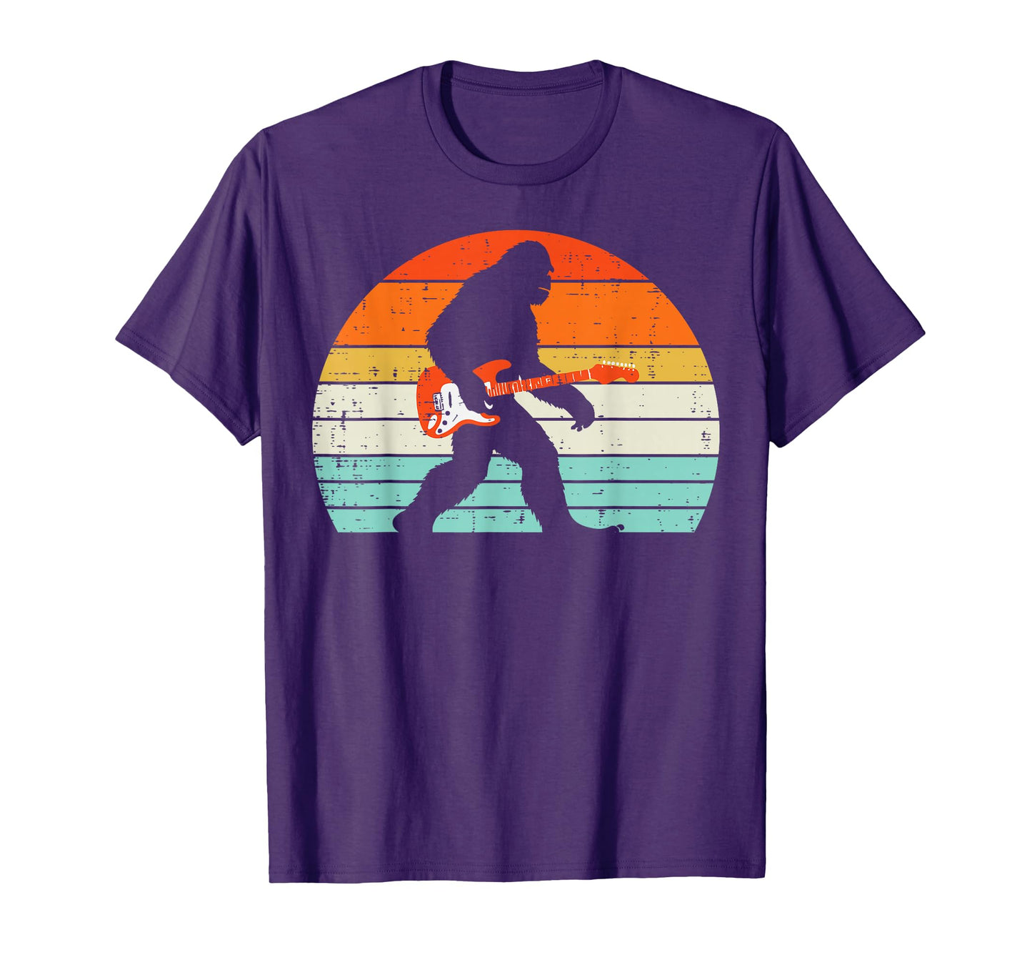 Bigfoot Electric Guitar Sasquatch Rocker Music Men Boys Kids T-Shirt