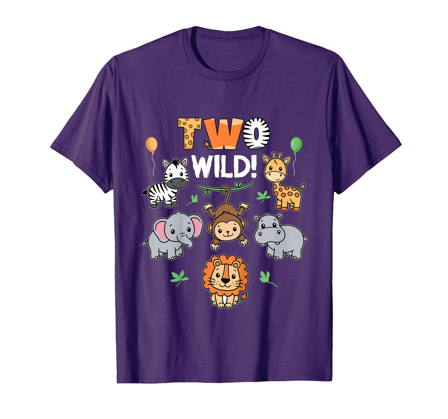 Kids 2nd Birthday Boy Girl Two Wild Jungle Zoo Animals Birthday T-Shirt