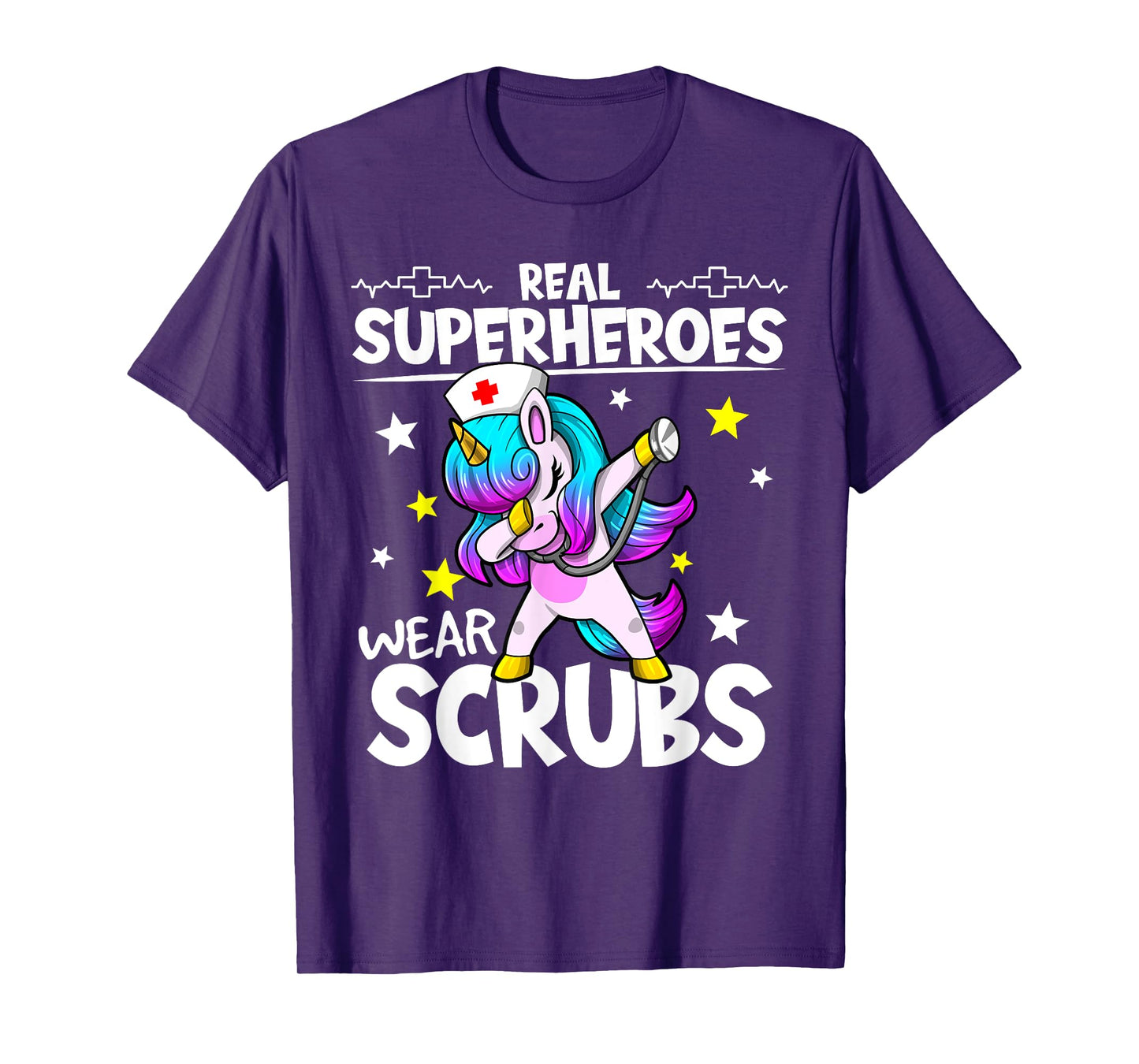 Nursing Dabbing Unicorn Real Superheroes Wear Scrubs Nurse T-Shirt