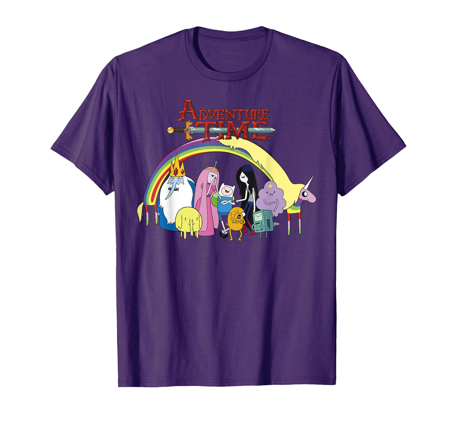 Adventure Time Classic Rainbow Unicorn Group Shot T-Shirt