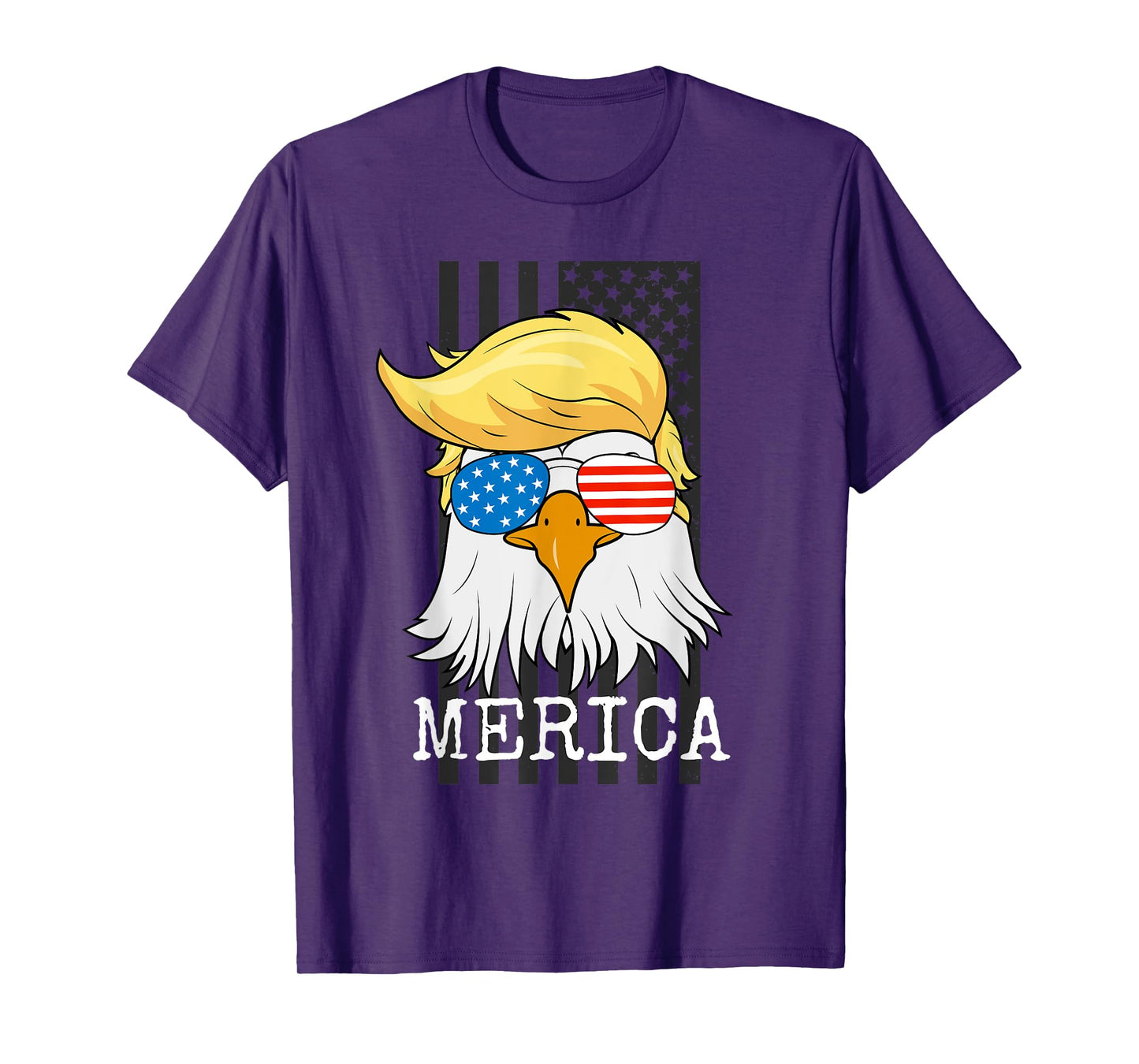 Merica Bald Eagle 4th of July Trump American Flag Funny Gift T-Shirt