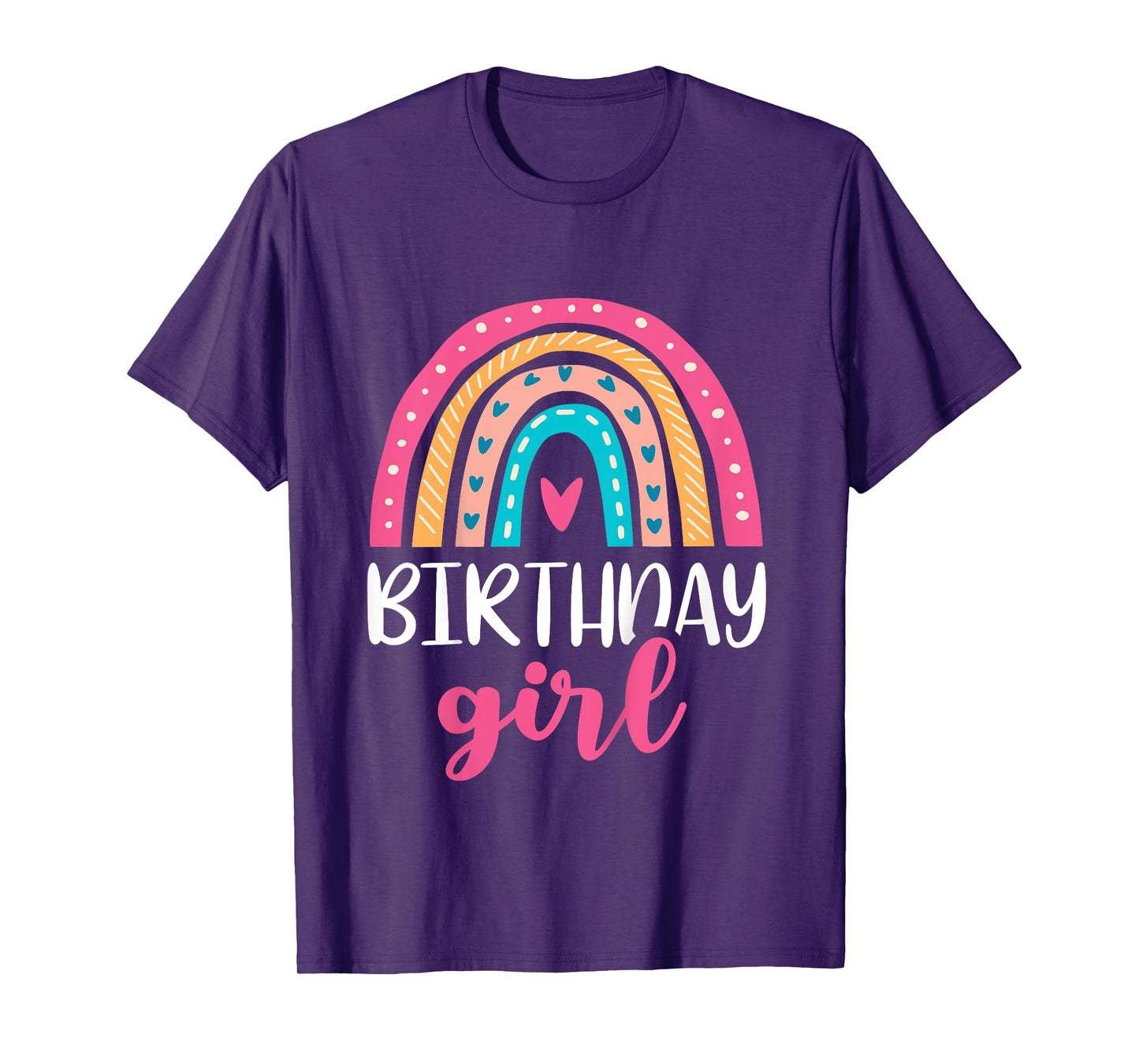 Girl's Birthday Boho Rainbow Birthday Retro Throwback Pink T-Shirt