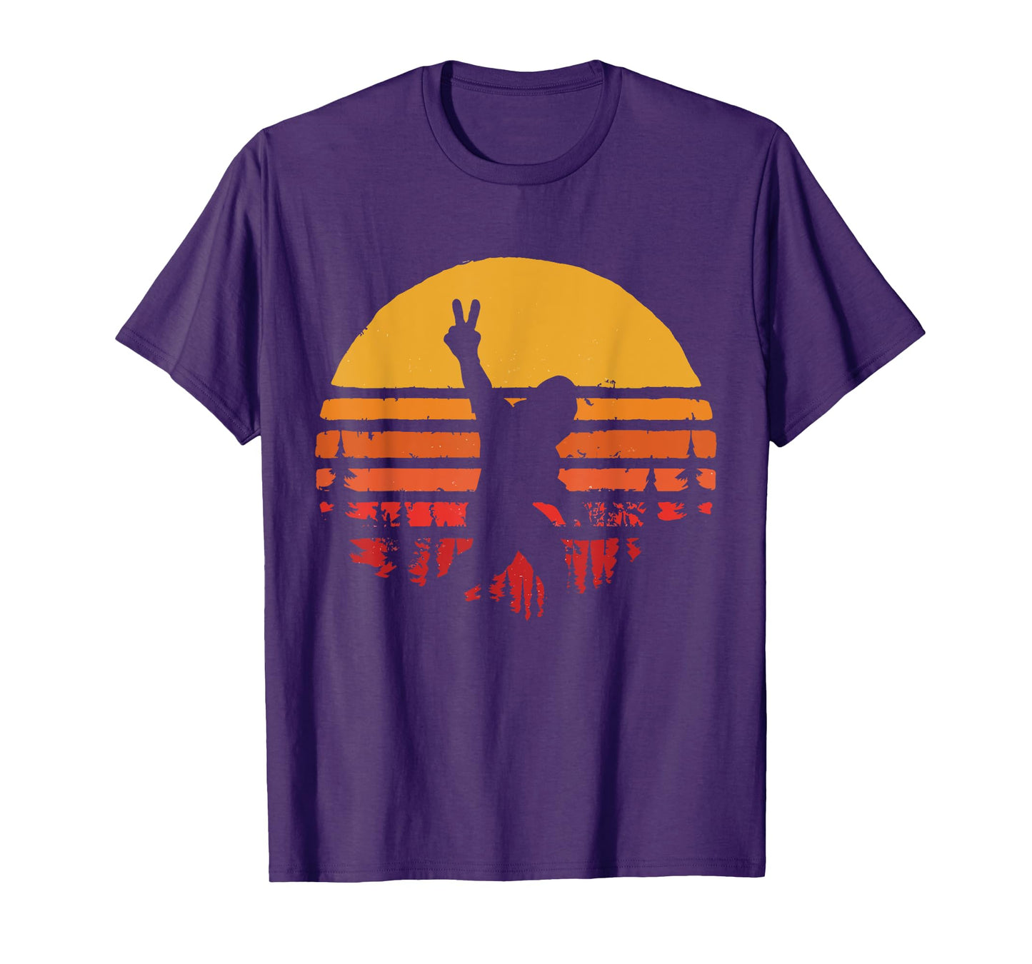 Funny Sasquatch Bigfoot Peace Hand Sign Vintage T-Shirt