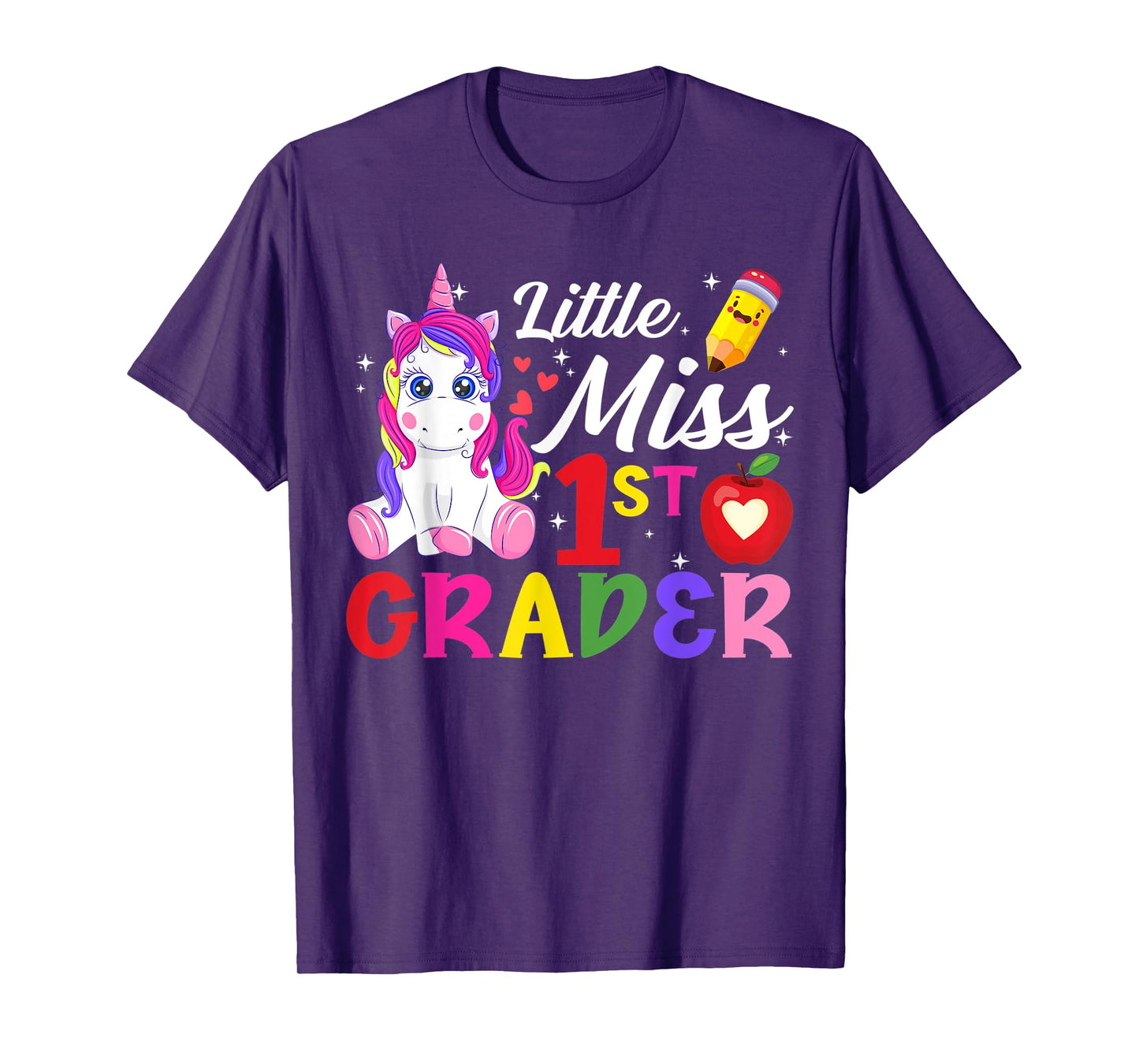 Funny Little Miss First Grader Unicorn First Day Of School T-Shirt
