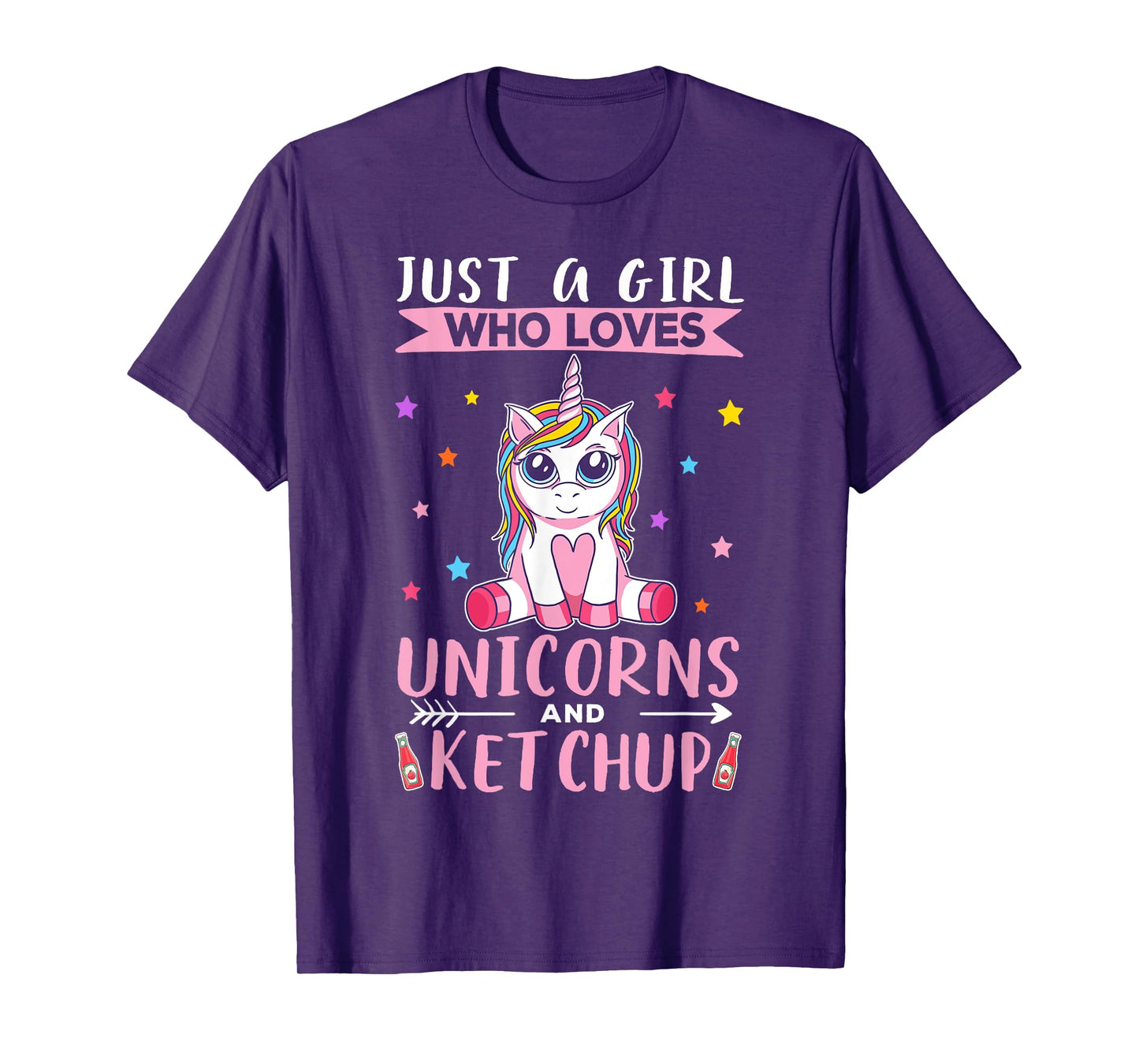 Just A Girl Who Loves Unicorns And Ketchup Unicorn T-Shirt