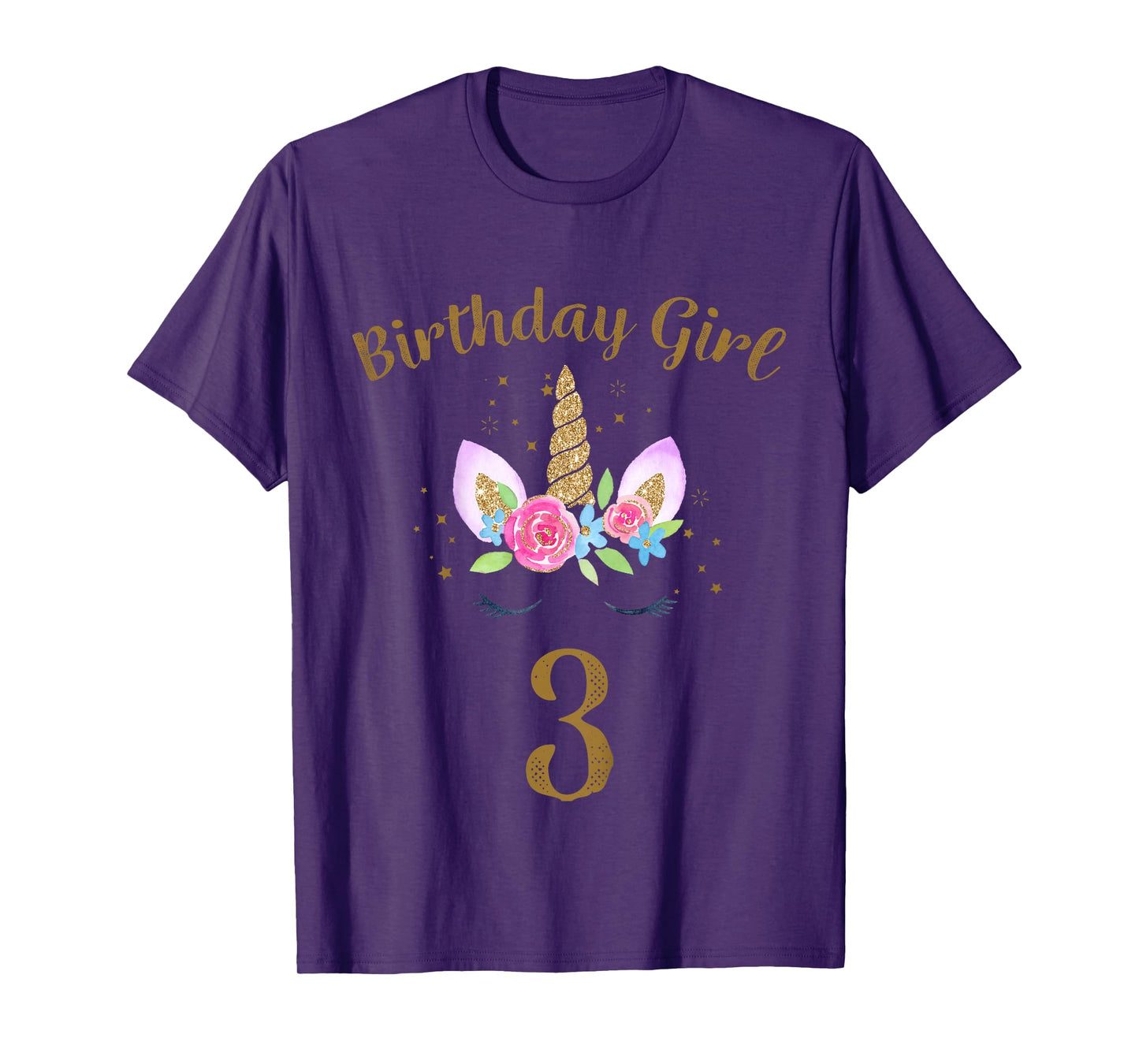 3rd Birthday Girl Unicorn Shirt Third Birthday Outfit T-Shirt