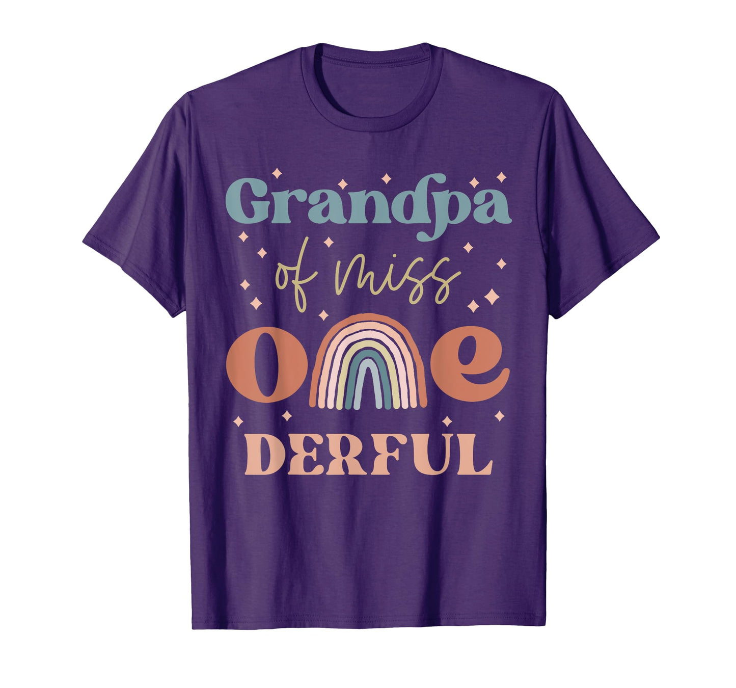 Grandpa of Miss Onederful Boho Rainbow 1st First Birthday T-Shirt