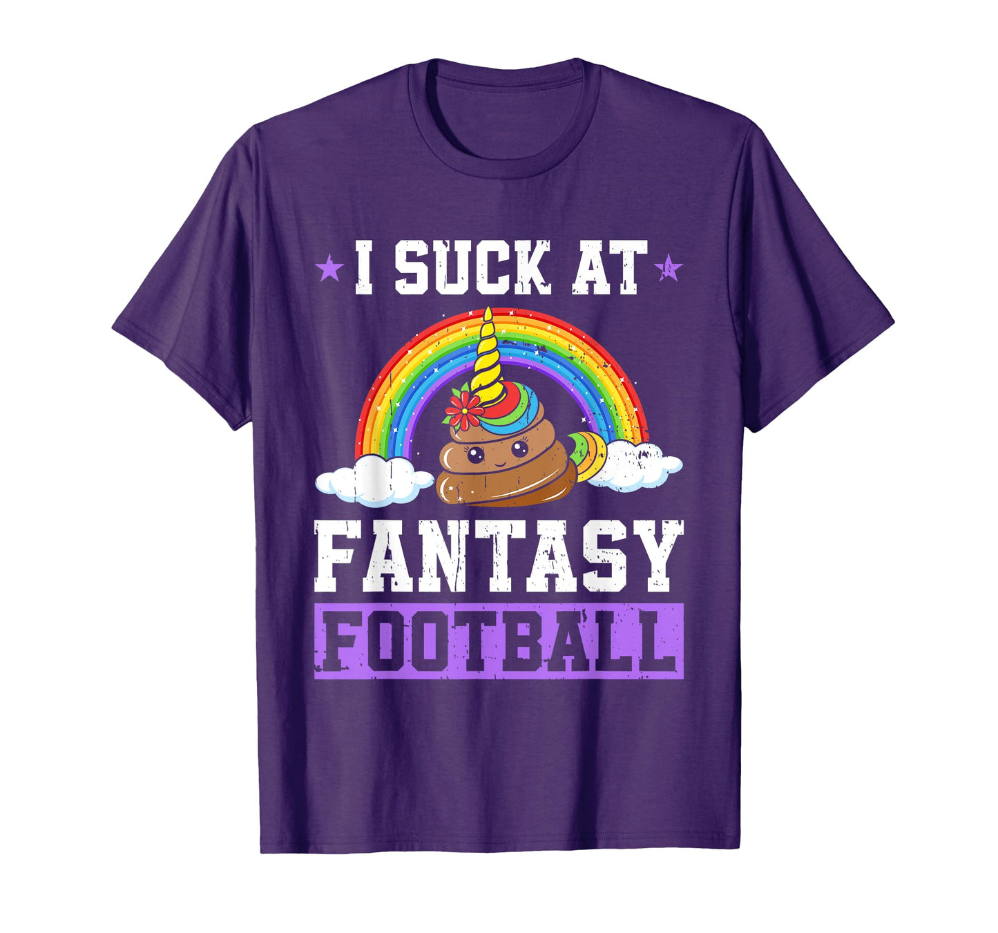 I Suck At Fantasy Football Poop Unicorn Rainbow Loser Men T-Shirt