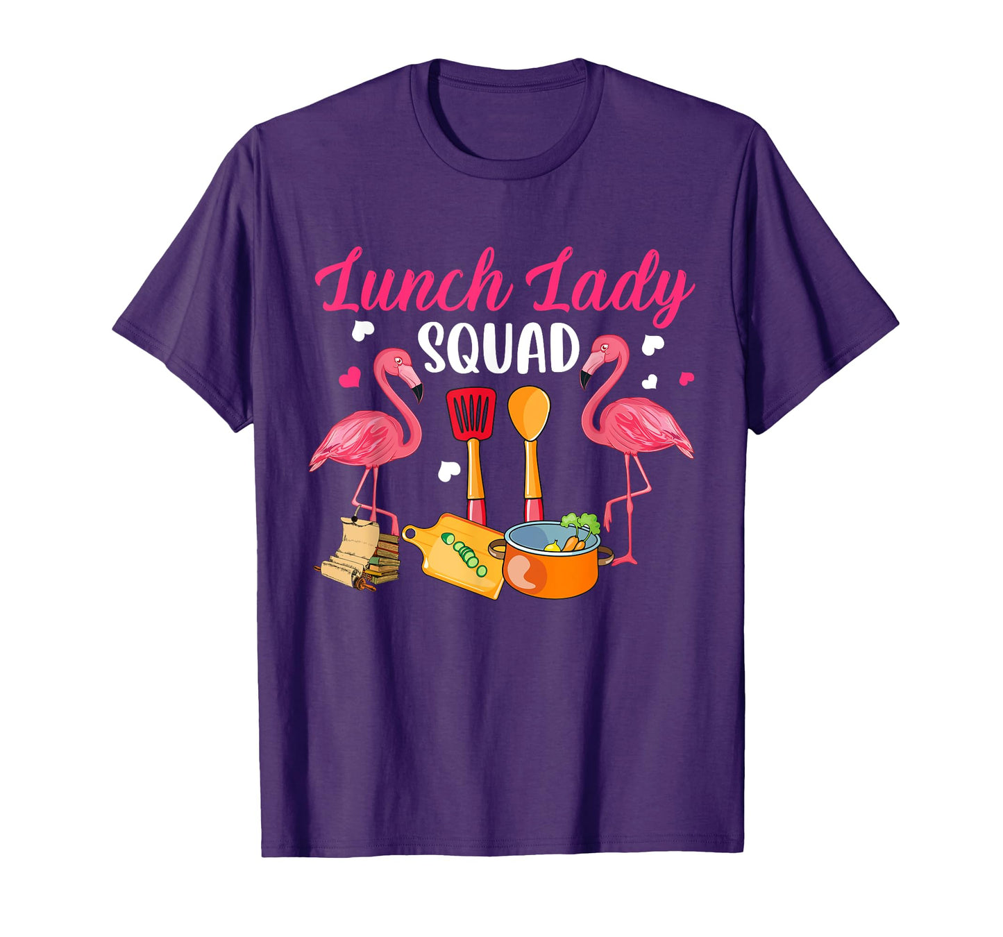 Lunch Lady Squad Couple Cute Flamingos Matching Proud Job T-Shirt