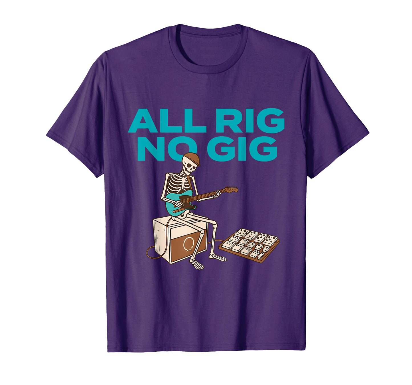 All Rig No Gig - Vintage Skeleton Playing Electric Guitar T-Shirt