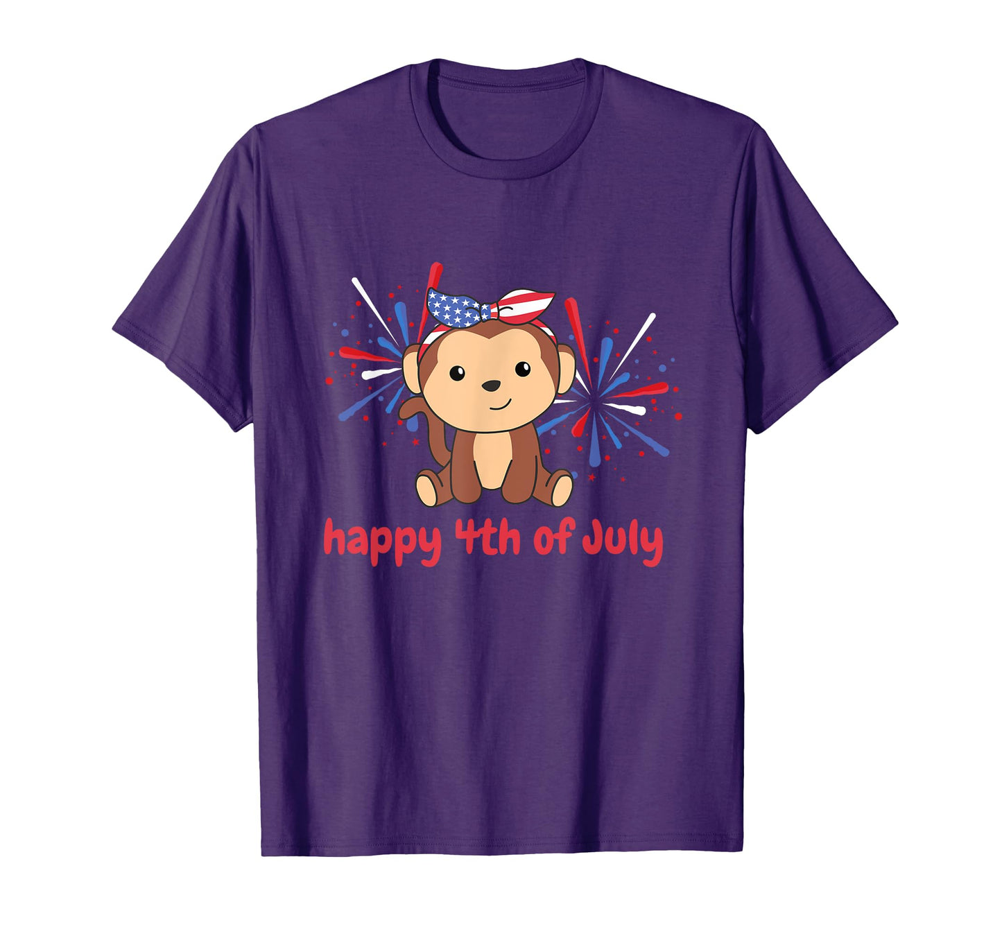 4th Of July American Monkey For Kids Usa Fireworks Monkey T-Shirt