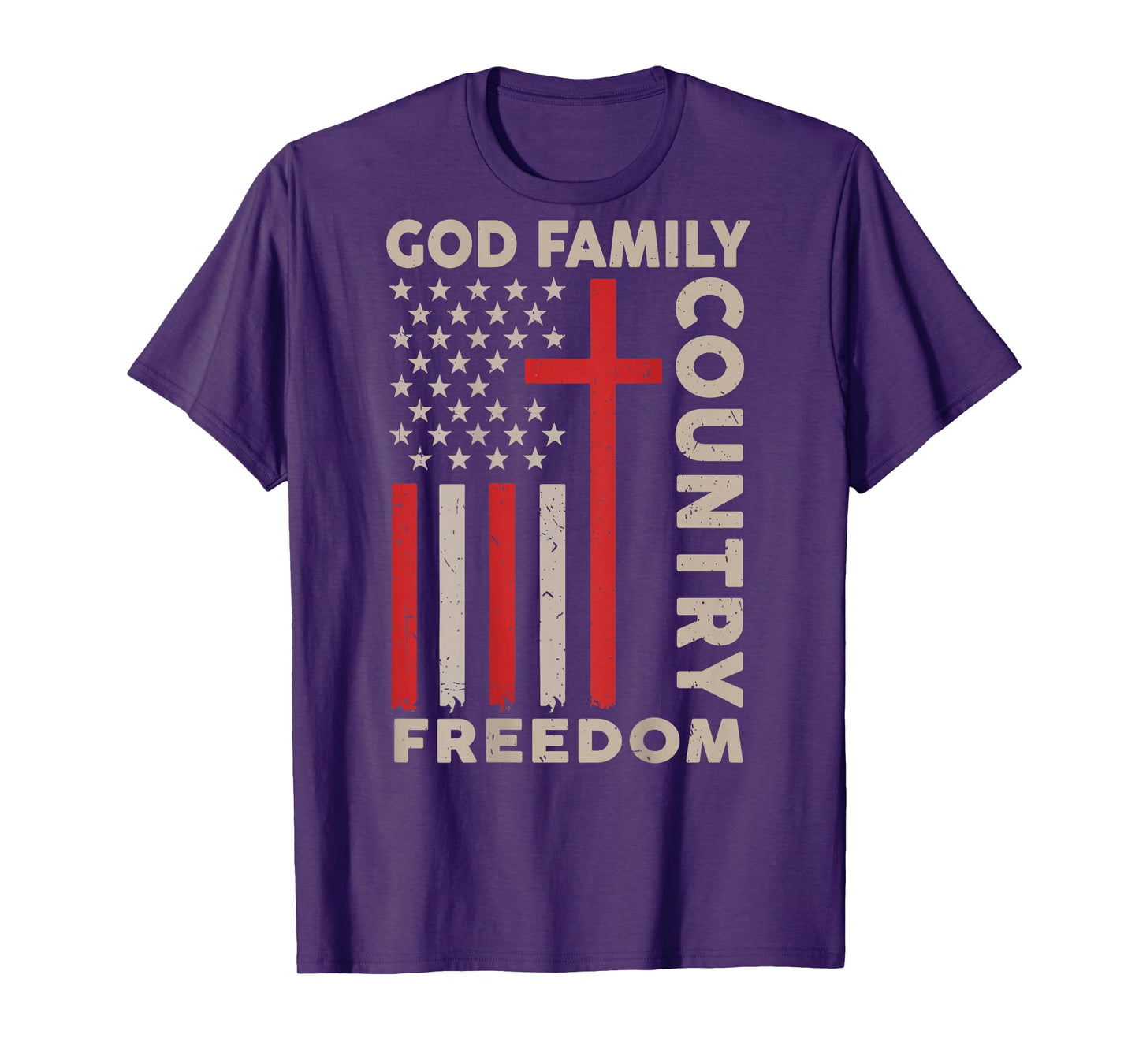 On-Back God Family Country Freedom Patriotic Christian Faith T-Shirt