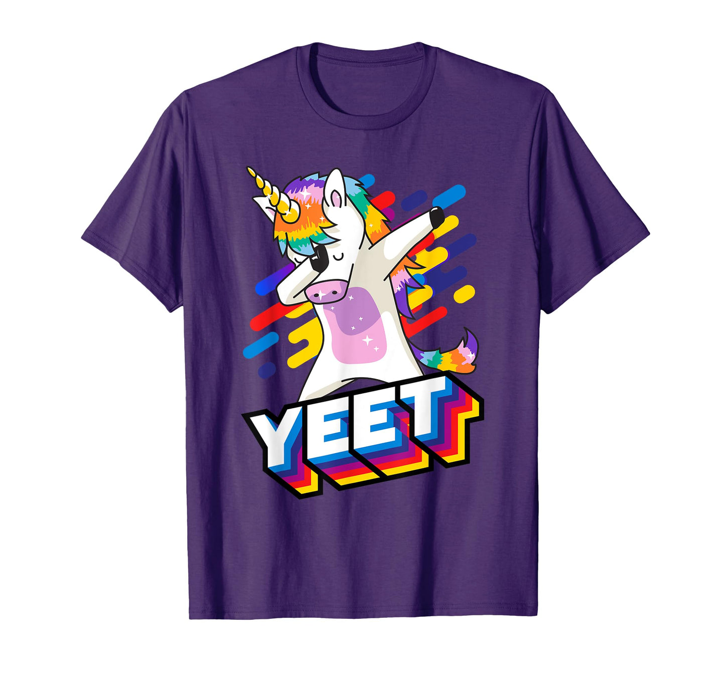 Colorful Dabbing Dancing Unicorn Celebration Yeet T-Shirt