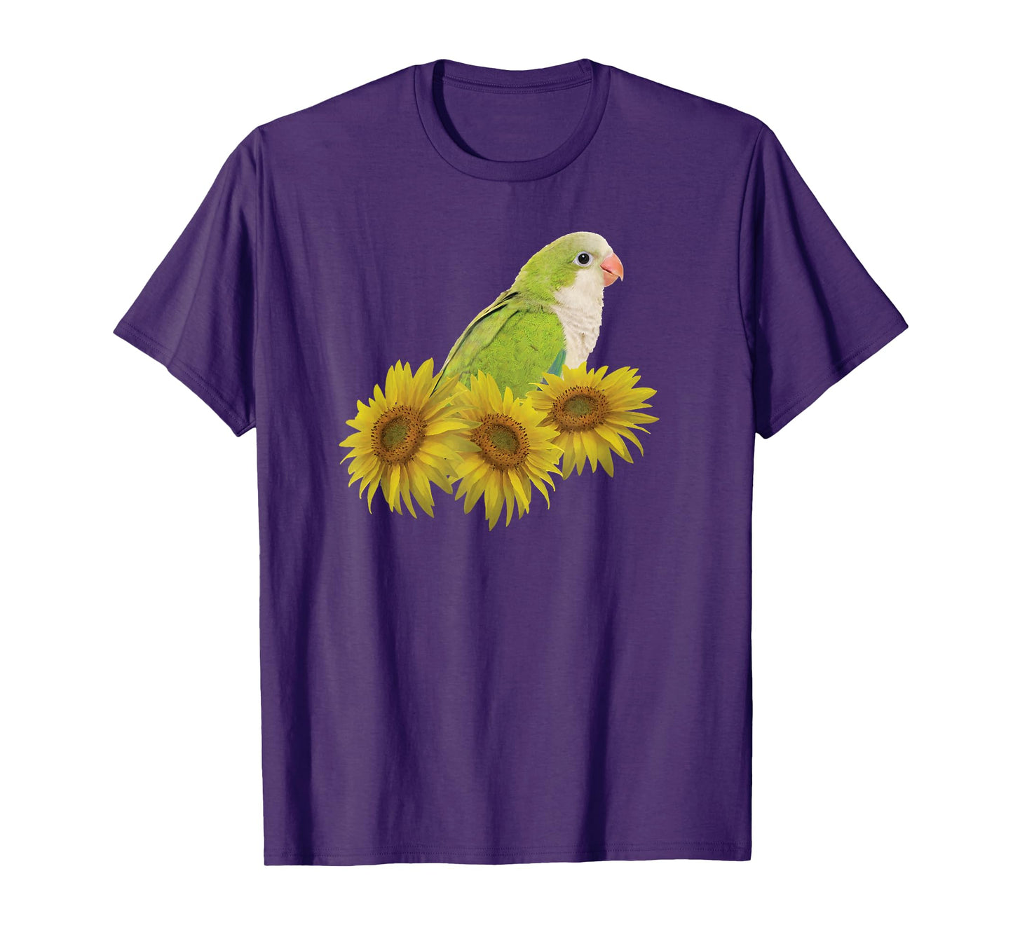 Quaker Parrot Green Monk Parakeet Sunflower T-Shirt
