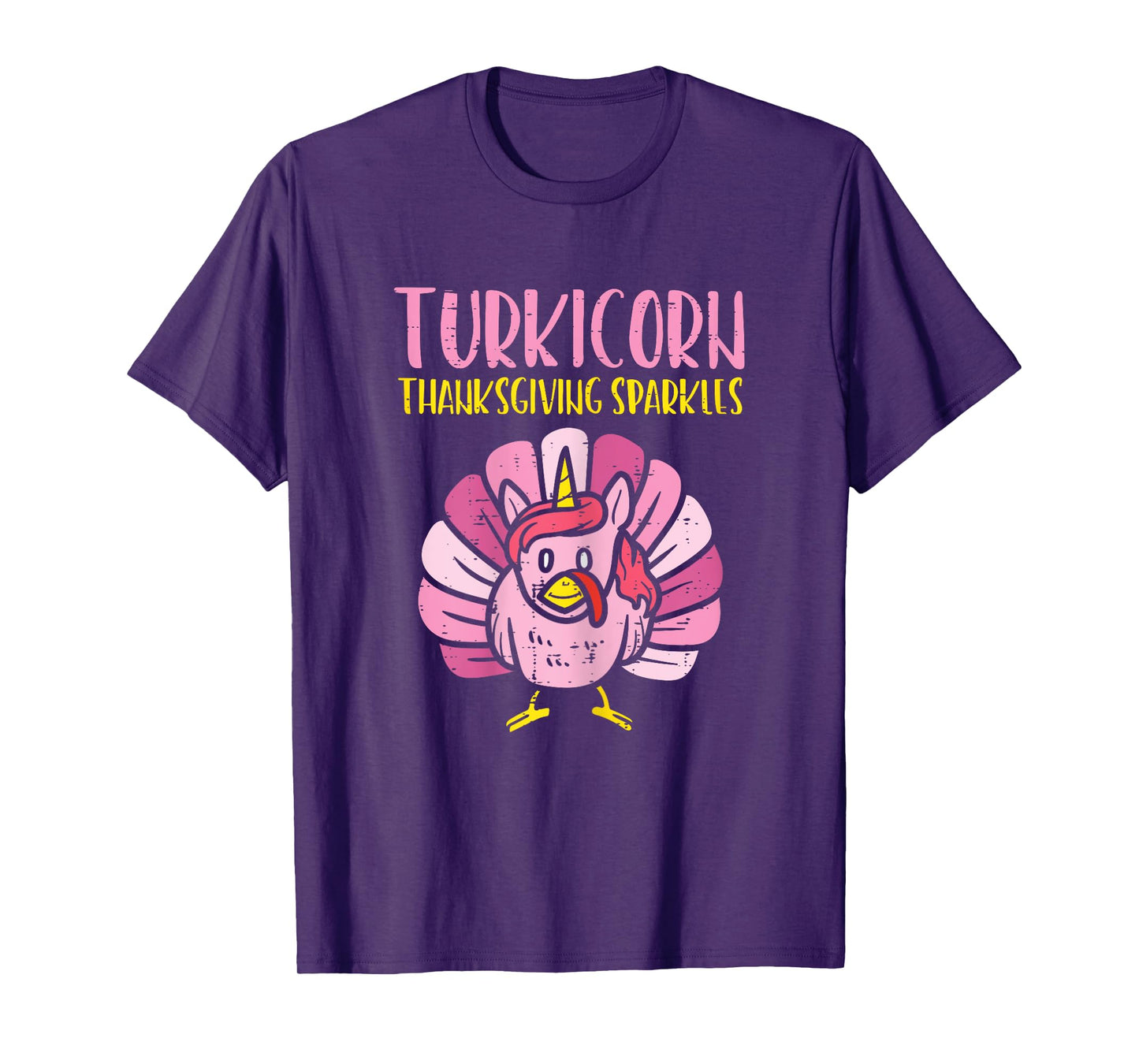 Turkicorn Thanksgiving Sparkles Turkey Unicorn Girls Women T-Shirt