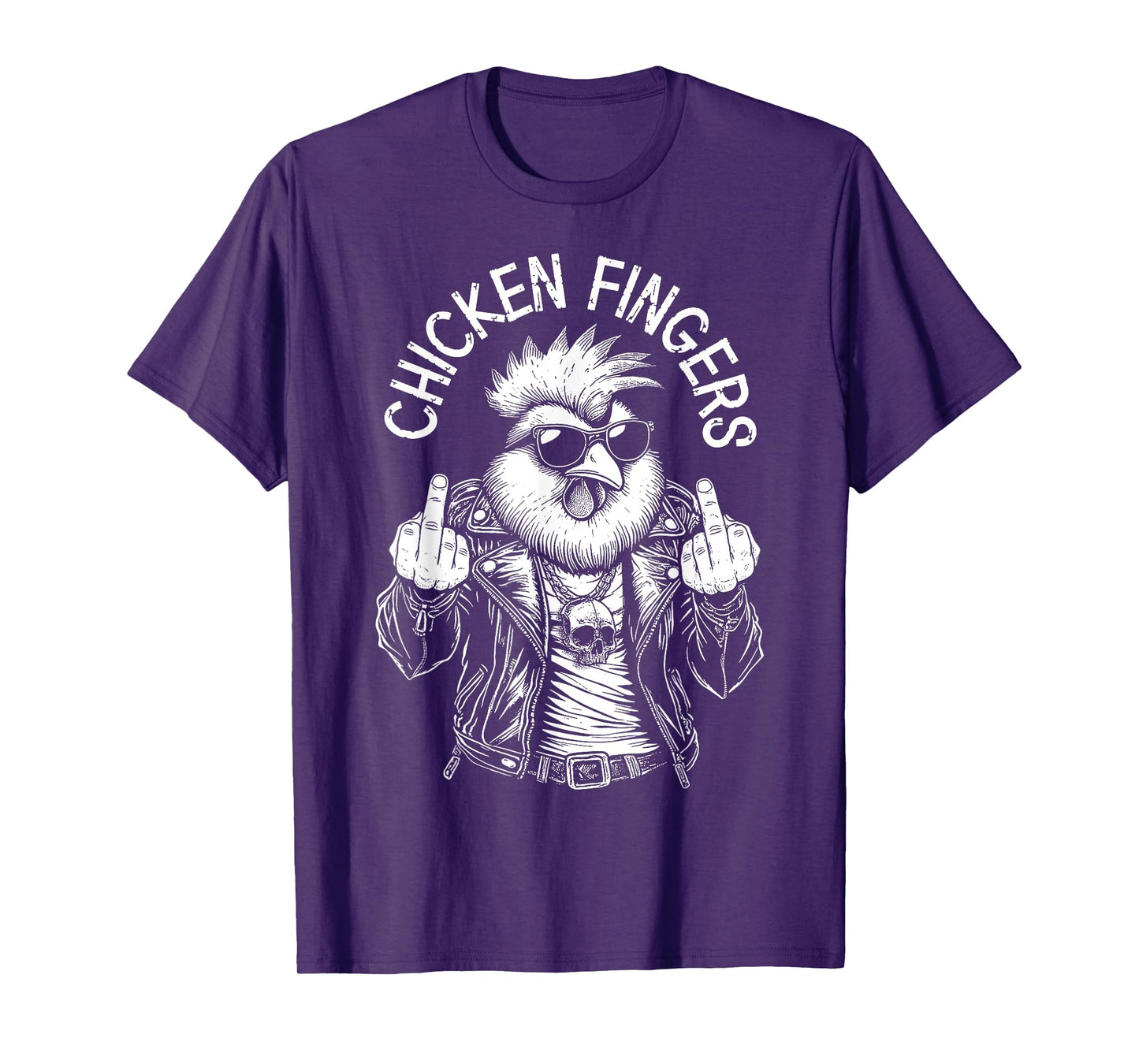 Grandio Design Introverted Intellectual Gifts Chicken Fingers Funny Adult Middle Finger Rude Rooster T-Shirt