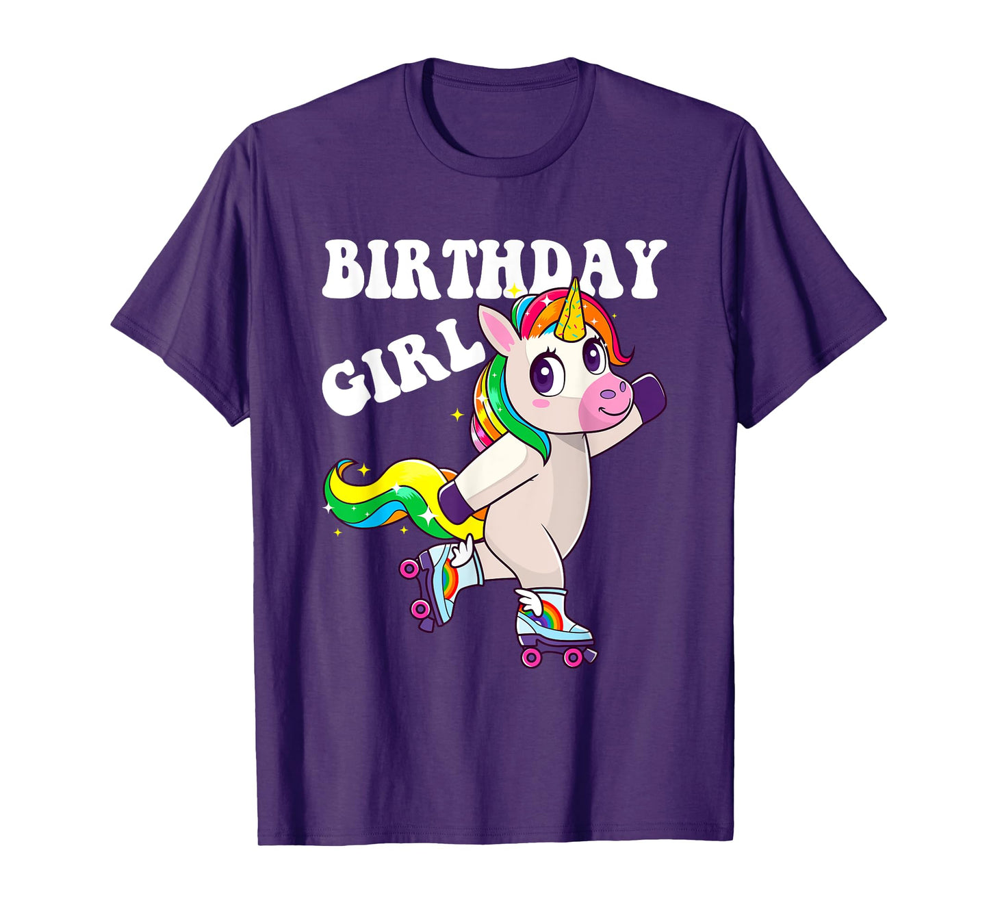 Roller Girl Unicorn Retro Birthday Rolling Skates Girls Kids T-Shirt